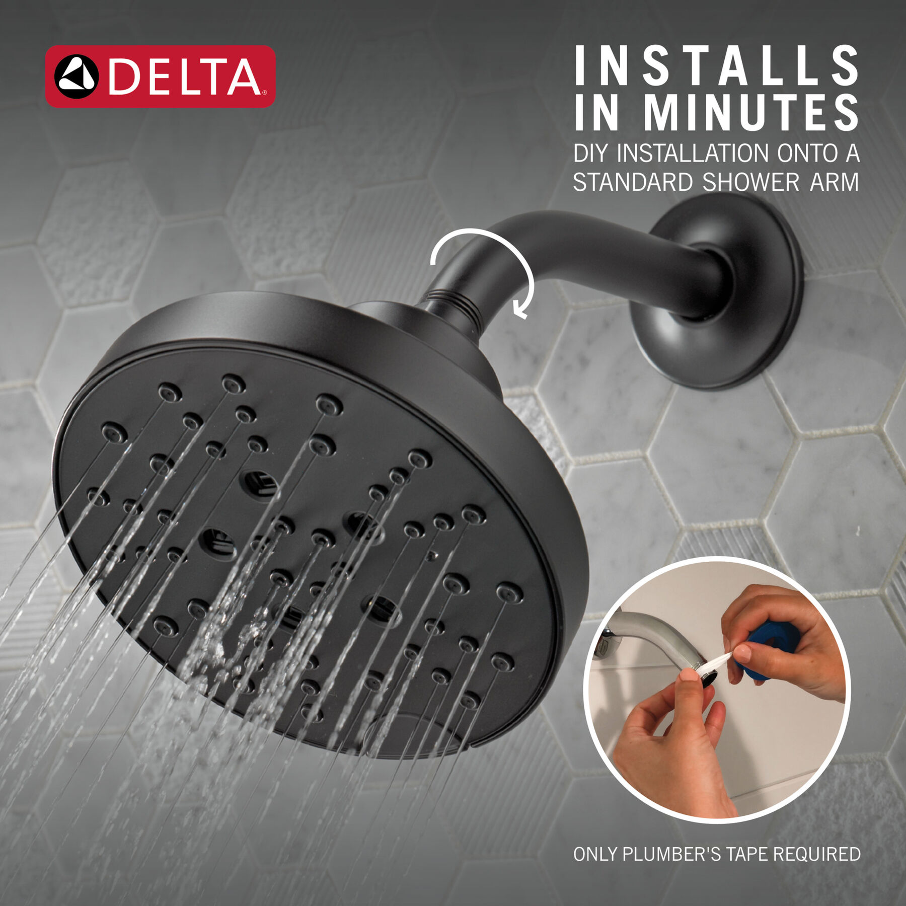 H2Okinetic&reg; 5-Setting Contemporary Raincan Shower Head