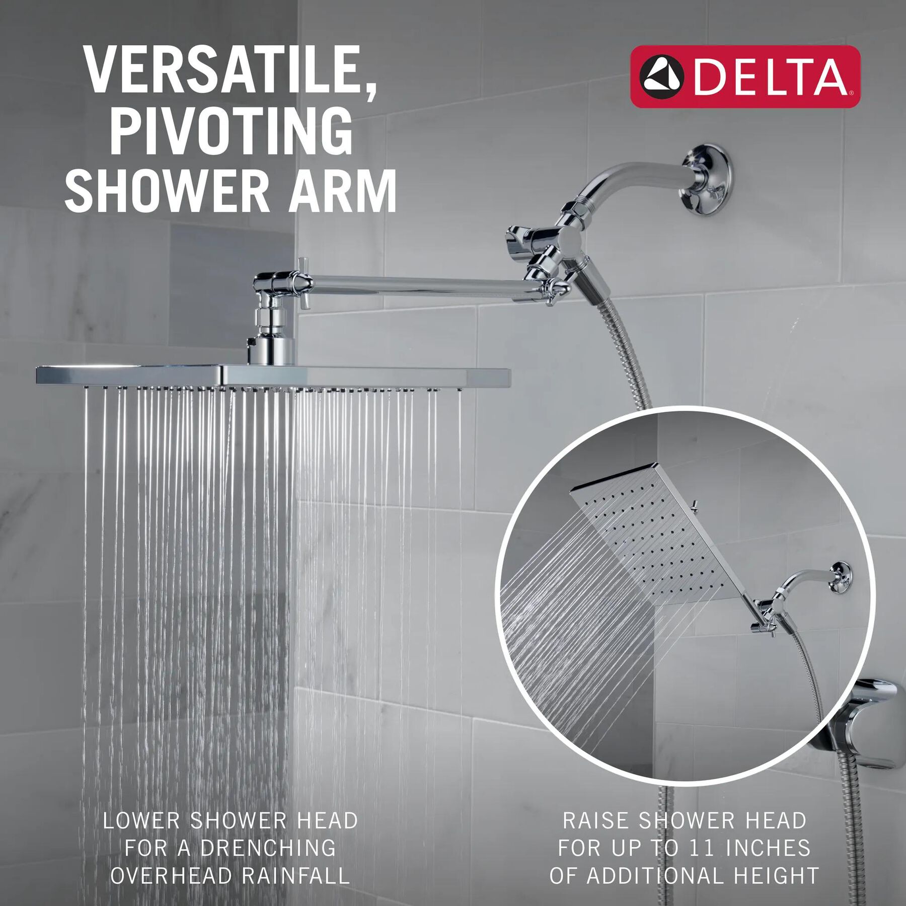 10 inch Raincan Shower Head & Hand Held Combo with Adjustable Extension Arm