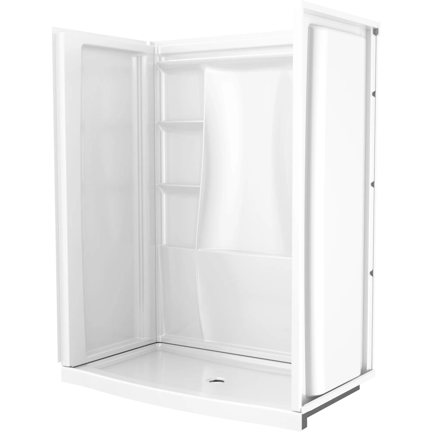 60 x 32" Curved Alcove Shower Base with Center Drain