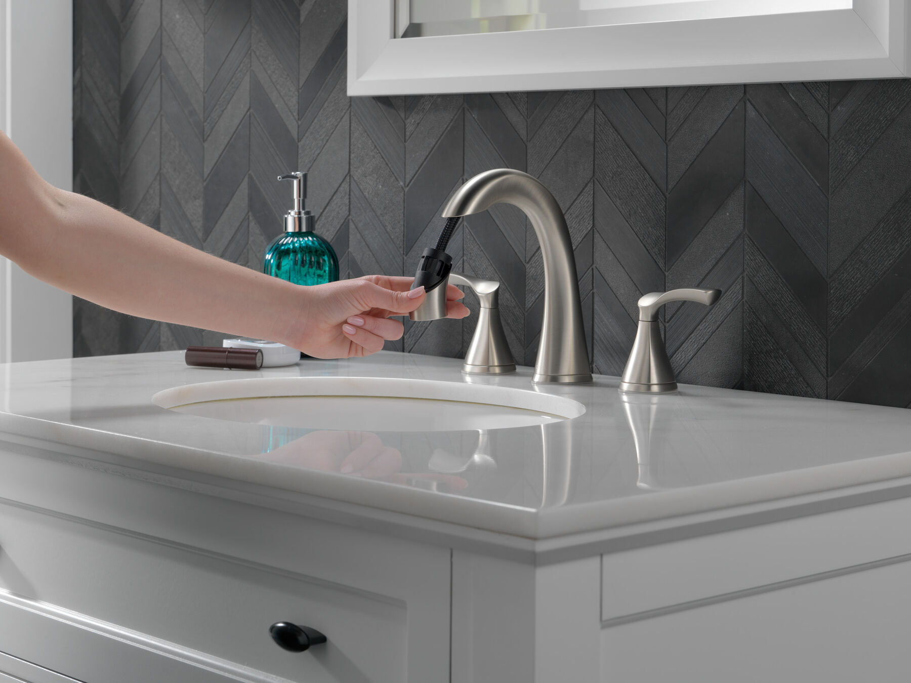 Two Handle Widespread Pull-Down Bathroom Faucet