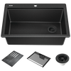 30&rdquo; Granite Composite Workstation Kitchen Sink Drop-In Top Mount Single Bowl with WorkFlow&trade; Ledge and Accessories in Black