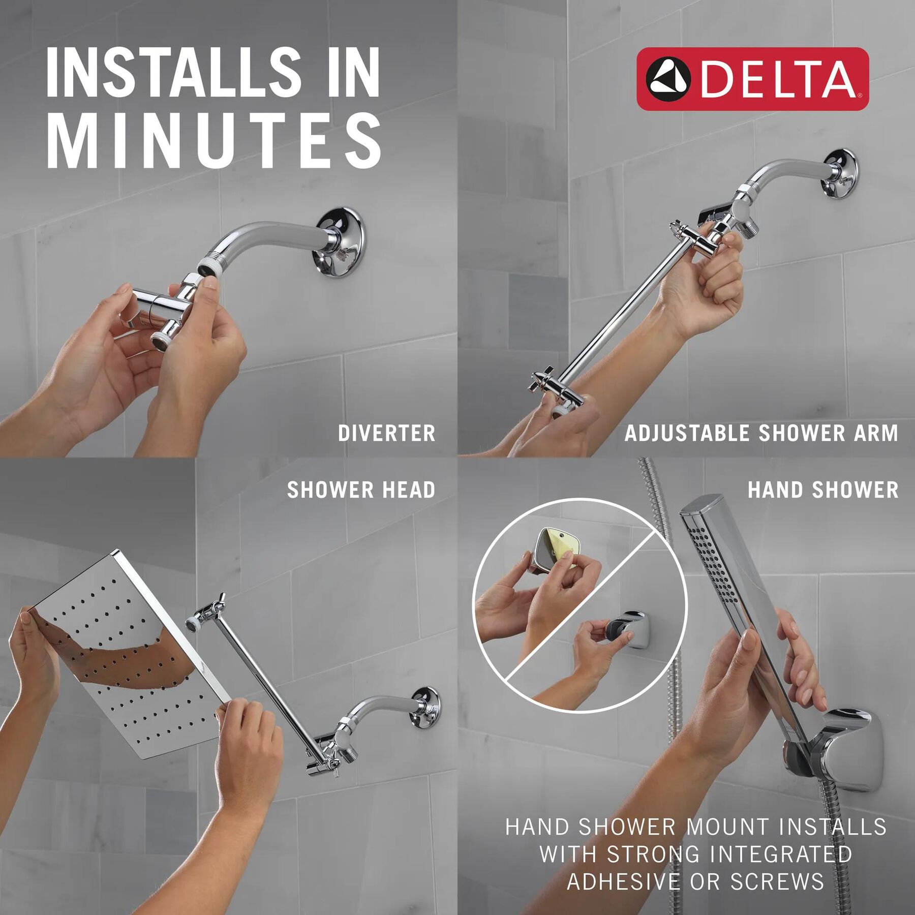 10 inch Raincan Shower Head & Hand Held Combo with Adjustable Extension Arm