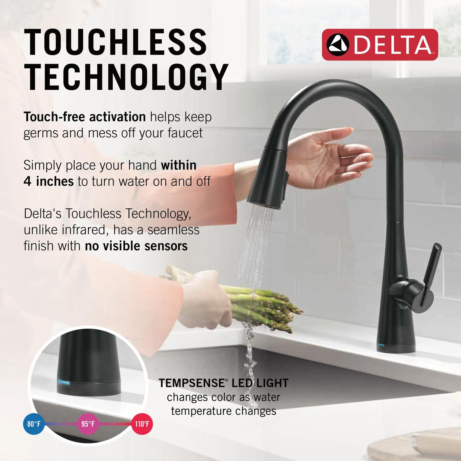 Single Handle Pull-Down Touch<sub>2</sub>O&reg; Technology Kitchen Faucet with Touchless Technology