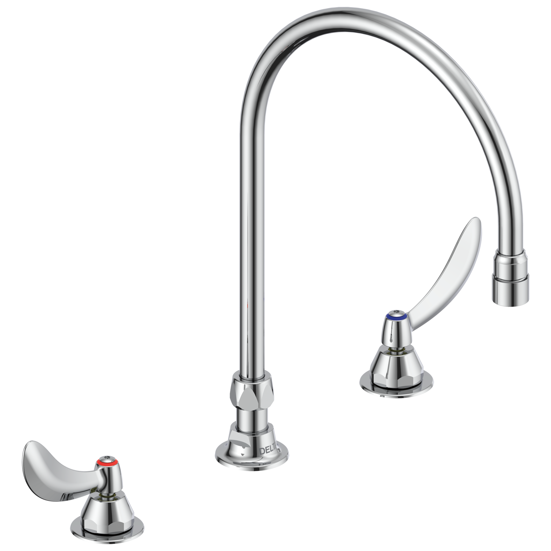 Two Handle Widespread Bathroom Faucet with Gooseneck Spout - Less Pop-Up