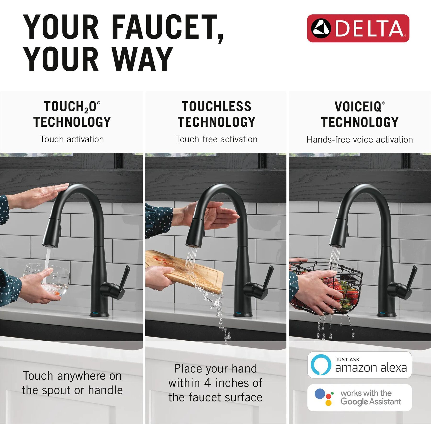 VoiceIQ&reg; Single Handle Pull-Down Faucet with Touch<sub>2</sub>O&reg; Technology