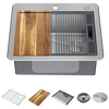 25&rdquo; Workstation Kitchen Sink Drop-In Top Mount Stainless Steel Single Bowl with WorkFlow&trade; Ledge and Accessories