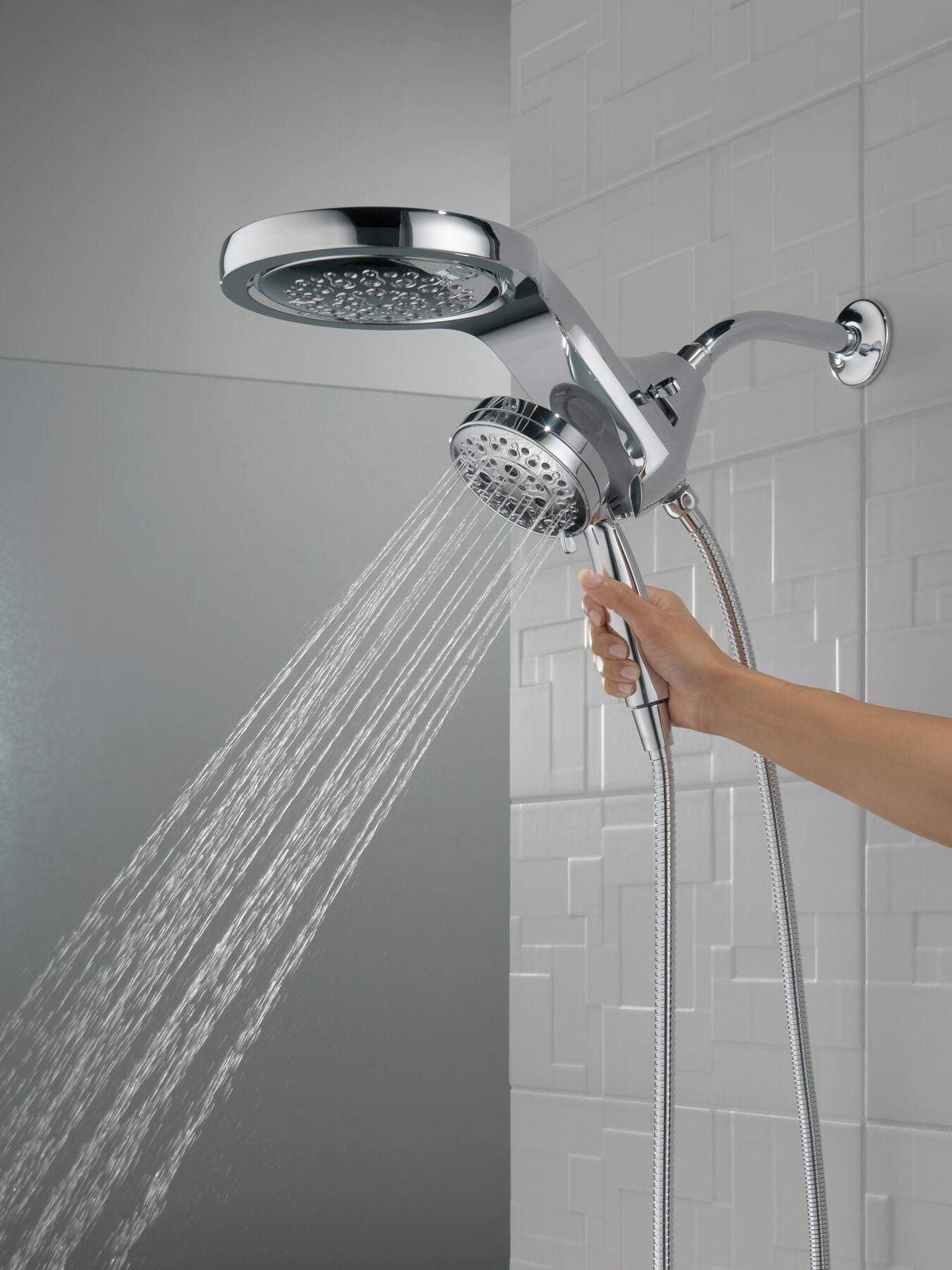 HydroRain&reg; H<sub>2</sub>Okinetic&reg; 5-Setting Two-in-One Shower Head