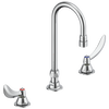 Two Handle Widespread Bathroom Faucet with Gooseneck Spout - Less Pop-Up