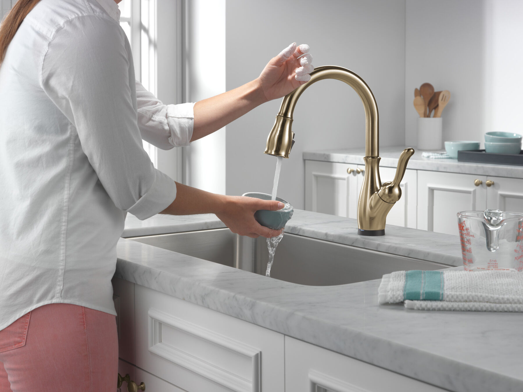 VoiceIQ&reg; Single Handle Pull-Down Faucet with Touch2O Technology and Soap Dispenser