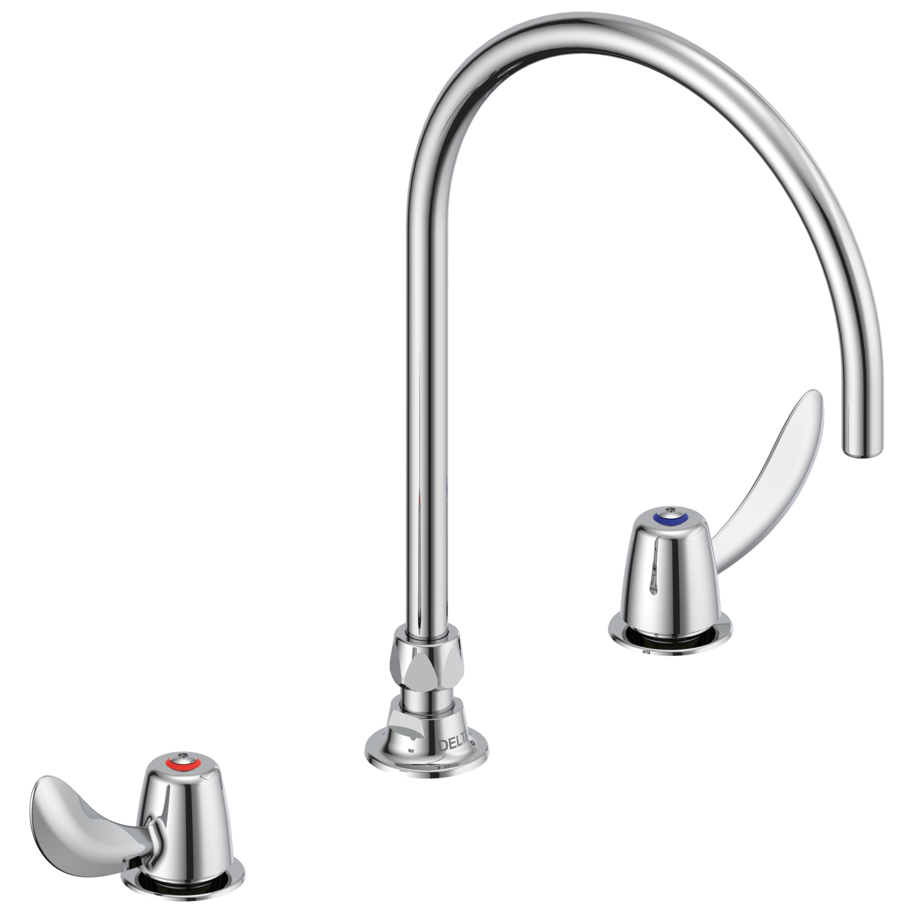 Two Handle Widespread Bathroom Faucet with Gooseneck Spout - Less Pop-Up