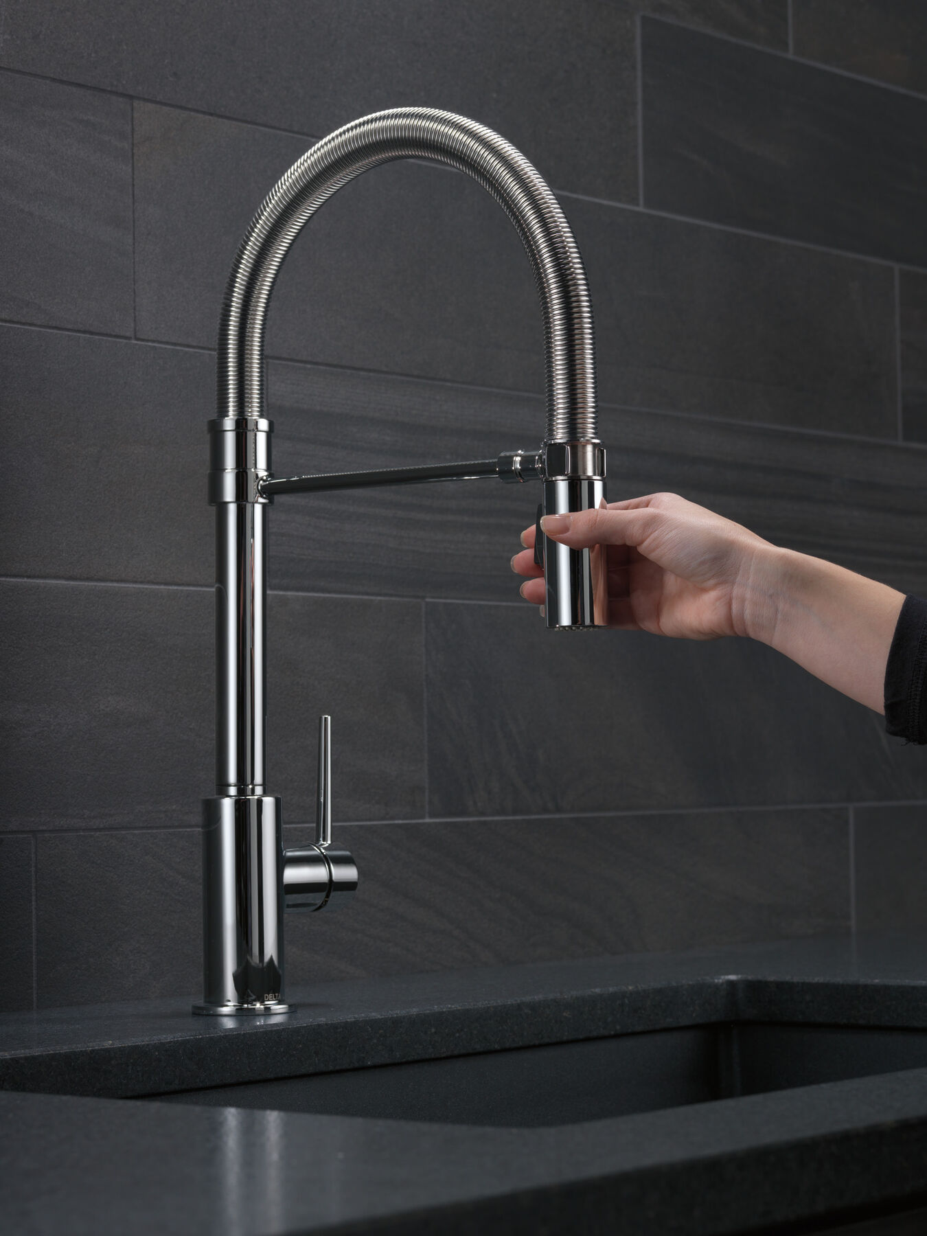 Single Handle Pull-Down Kitchen Faucet With Spring Spout