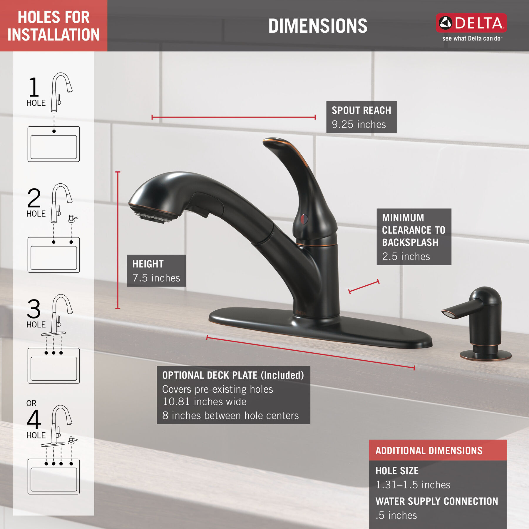 Single Handle Pull-Out Kitchen Faucet with Soap Dispenser