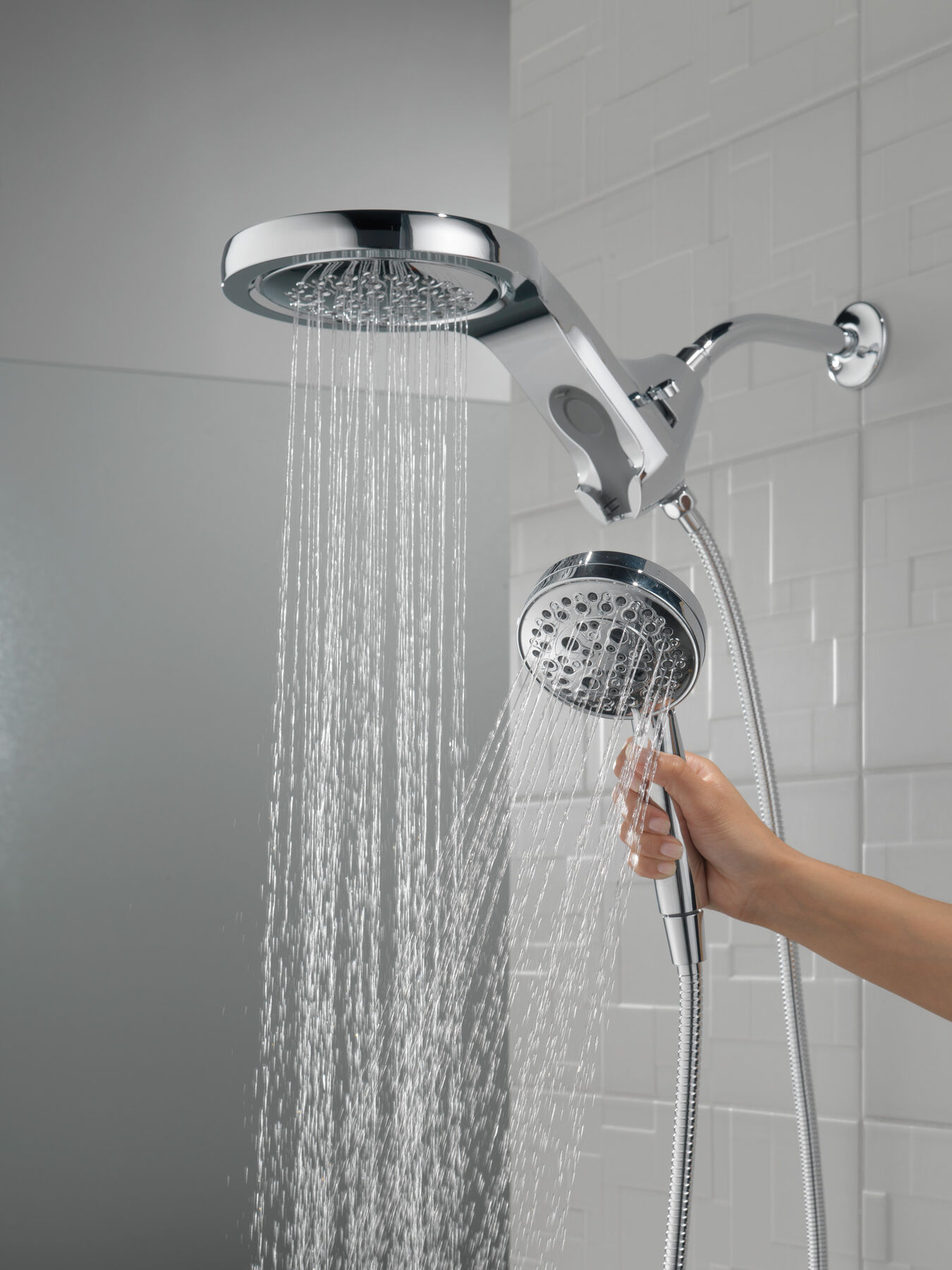 HydroRain&reg; H<sub>2</sub>Okinetic&reg; 5-Setting Two-in-One Shower Head