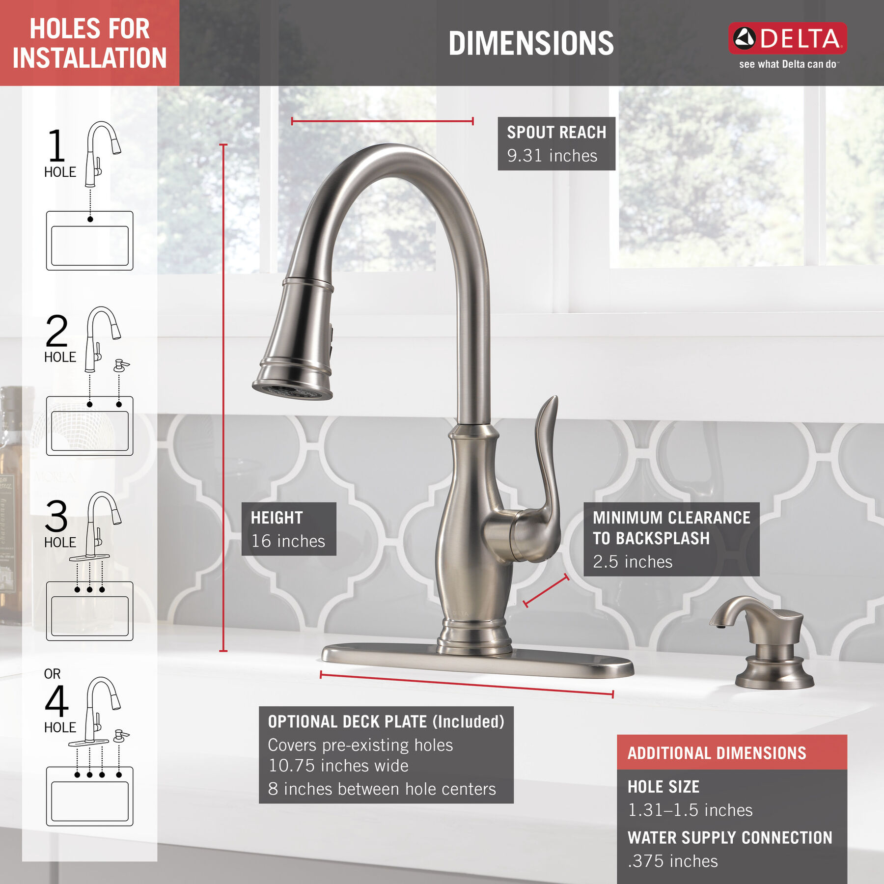 Single Handle Pull-Down Kitchen Faucet with Soap Dispenser and ShieldSpray
