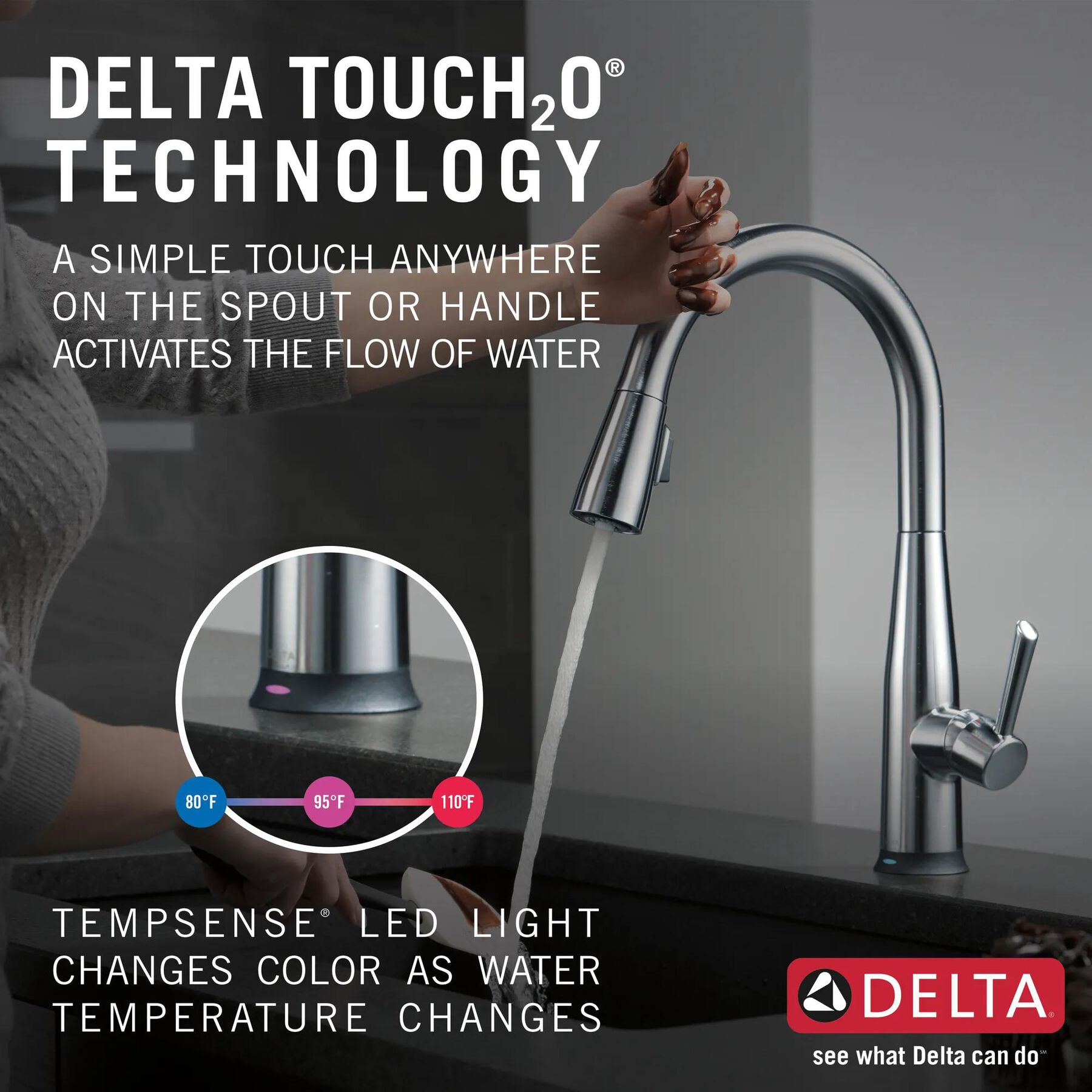 VoiceIQ&reg; Single Handle Pull-Down Faucet with Touch<sub>2</sub>O&reg; Technology