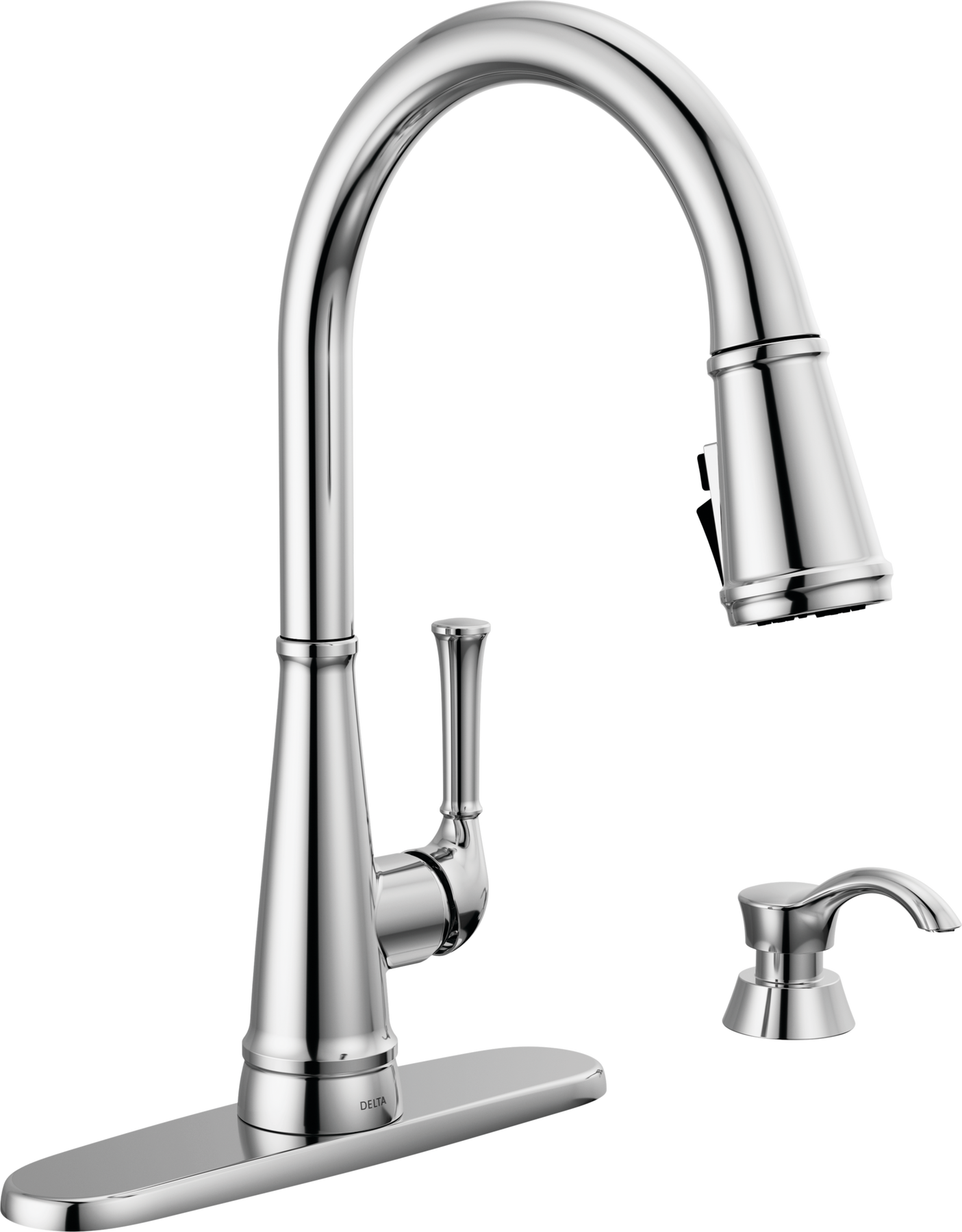 Single Handle Pull-Down Kitchen Faucet with Soap Dispenser and ShieldSpray&reg; Technology