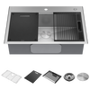 33&rdquo; Workstation Kitchen Sink Drop-In Top Mount 16 Gauge Stainless Steel Single Bowl with WorkFlow&trade; Ledge and Accessories