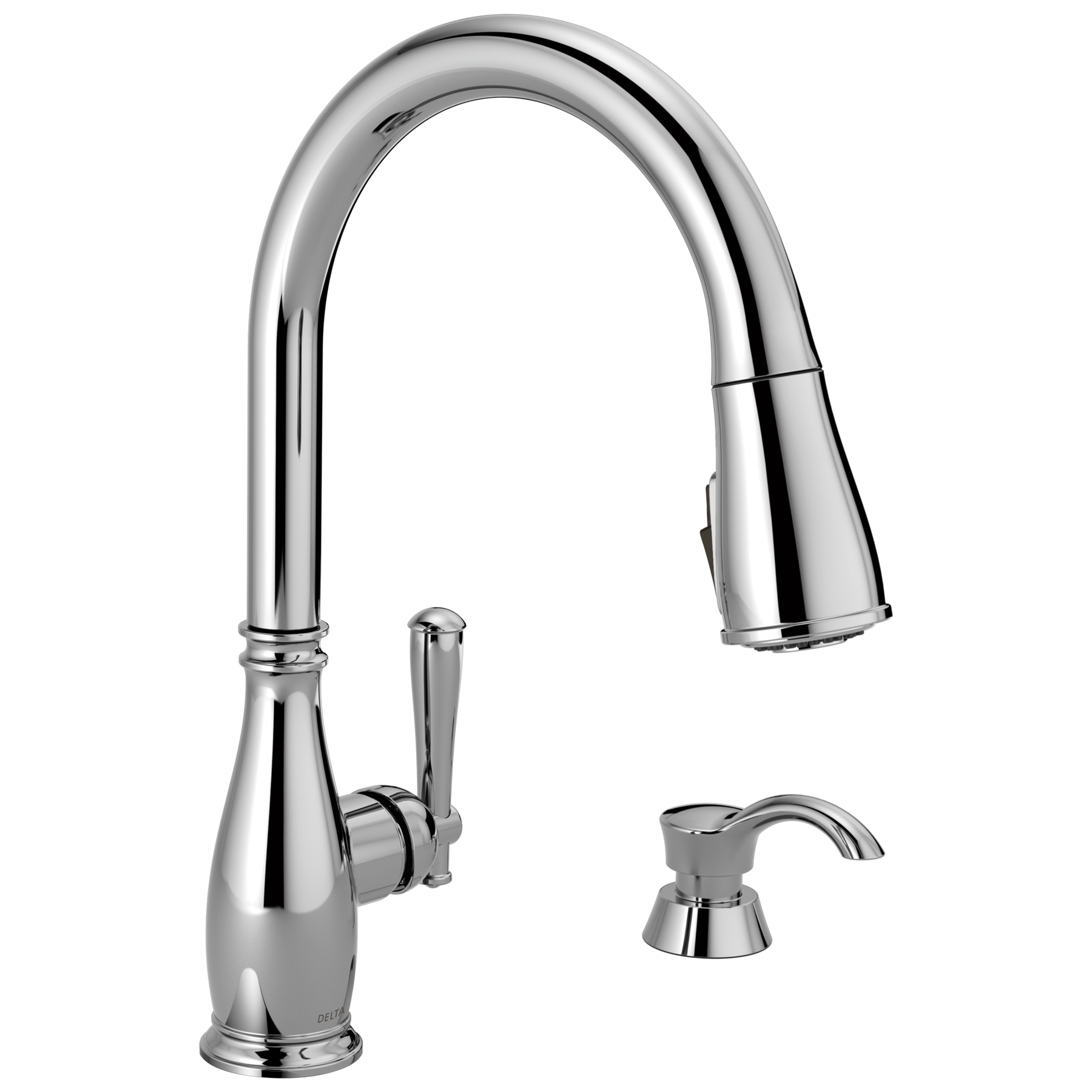 Single Handle Pull-Down Kitchen Faucet with Soap Dispenser and ShieldSpray