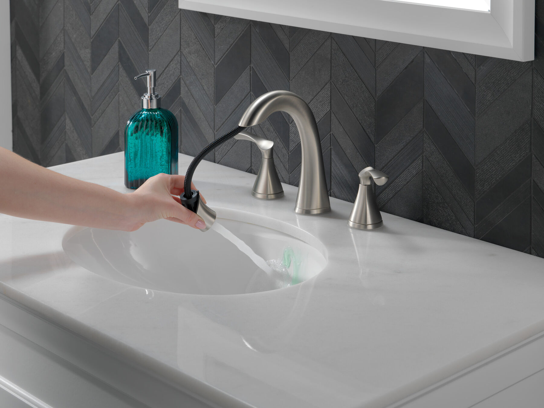 Two Handle Widespread Pull-Down Bathroom Faucet