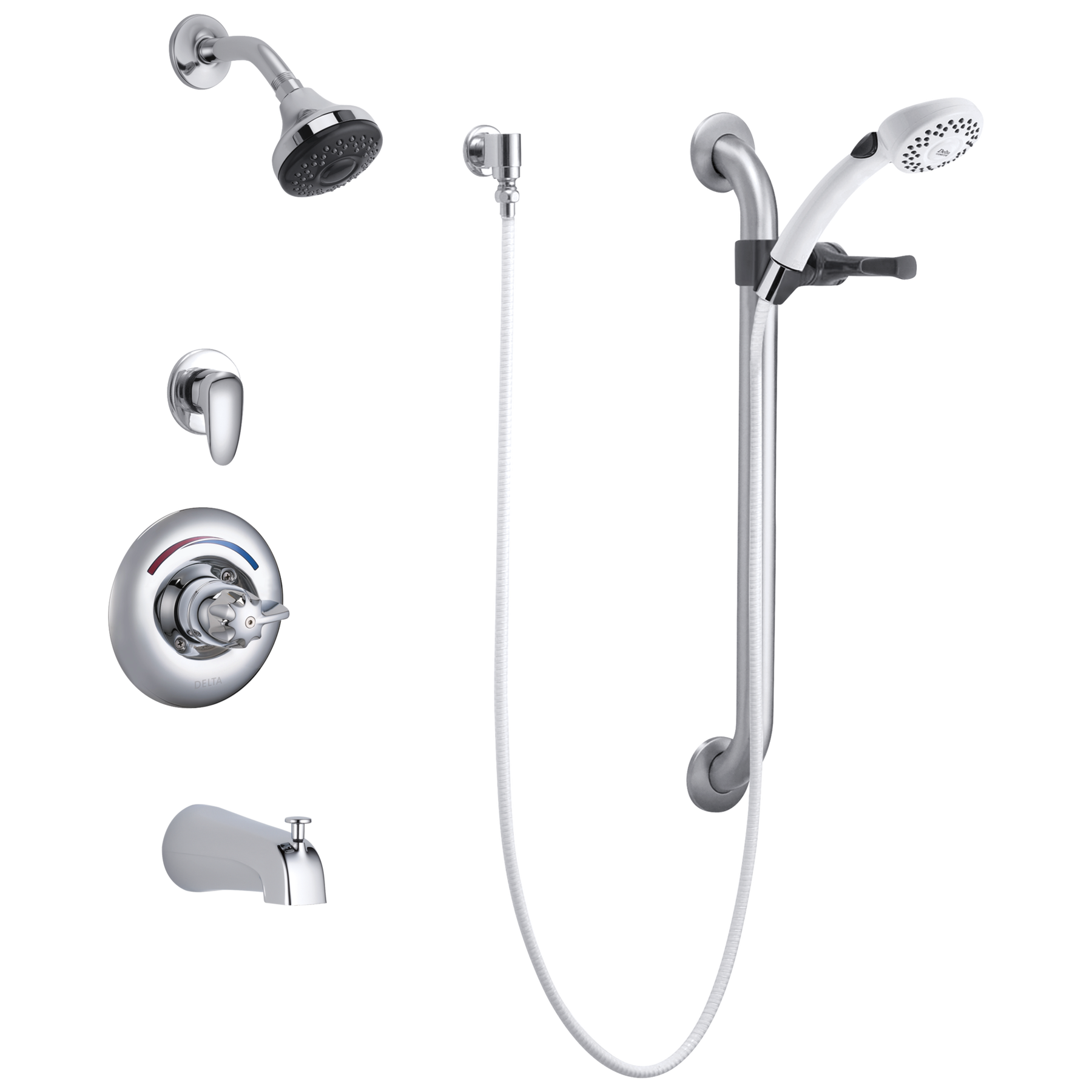 Monitor&reg; 13 Series Tub and Dual Shower Trim, Diverter, Hand Shower and Grab Bar