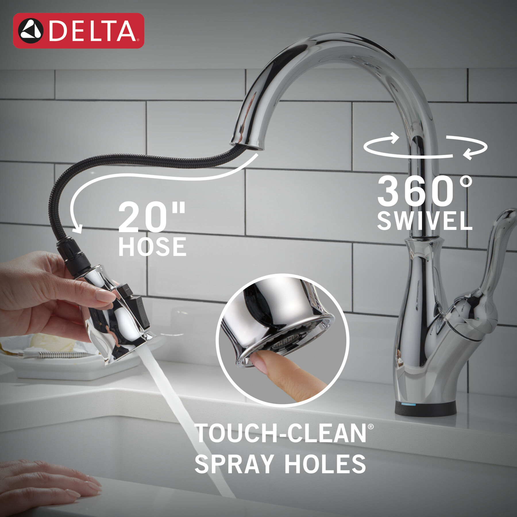 Touch2O with Touchless and VoiceIQ&reg; Technology Single Handle Pull-Down Kitchen Faucet with Soap Dispenser