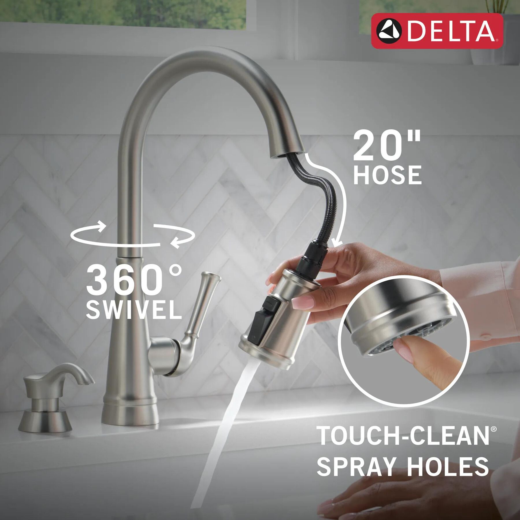 Single Handle Pull-Down Kitchen Faucet with Soap Dispenser and ShieldSpray&reg; Technology