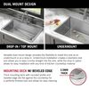 33&rdquo; Drop-In Undermount Stainless Steel Single Bowl Kitchen Sink with Accessories
