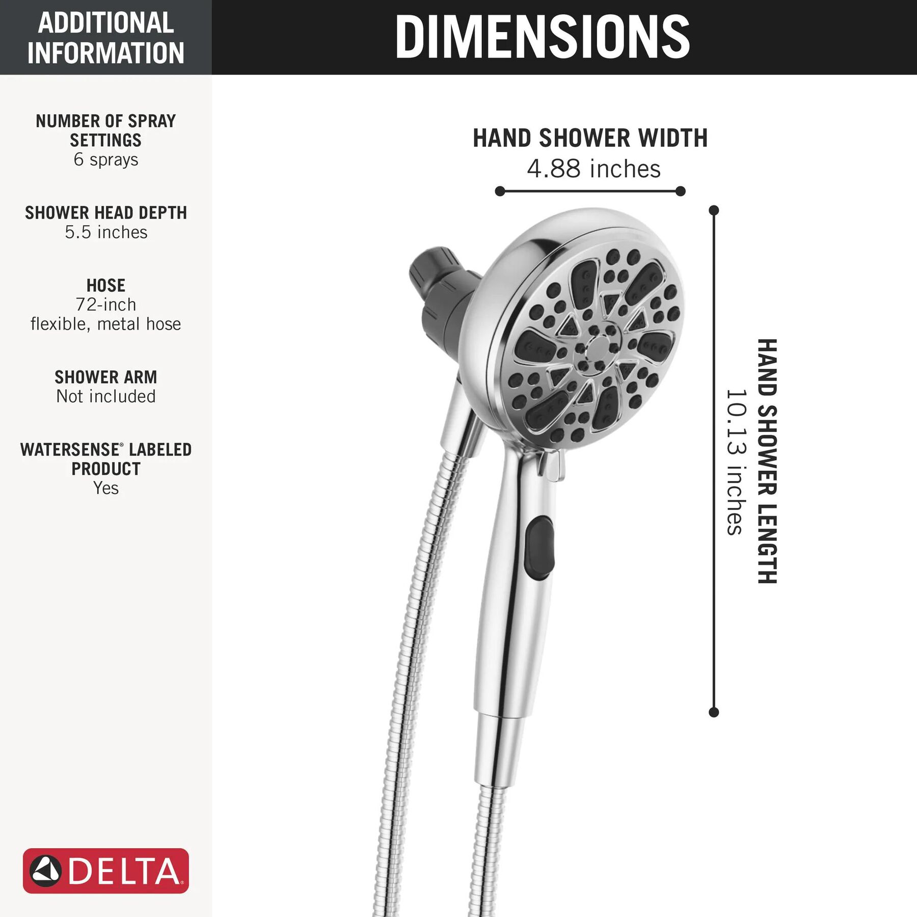 6-Setting SureDock&reg; Magnetic Hand Shower