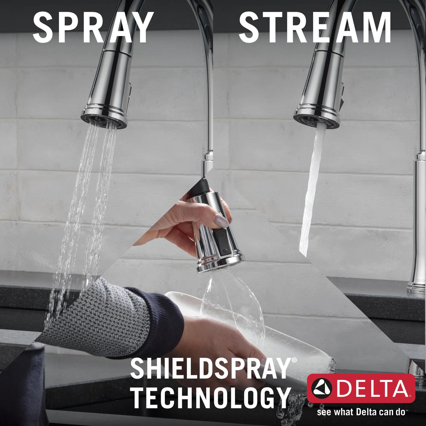 Single Handle Pull-Down Kitchen Faucet with Soap Dispenser and ShieldSpray Technology
