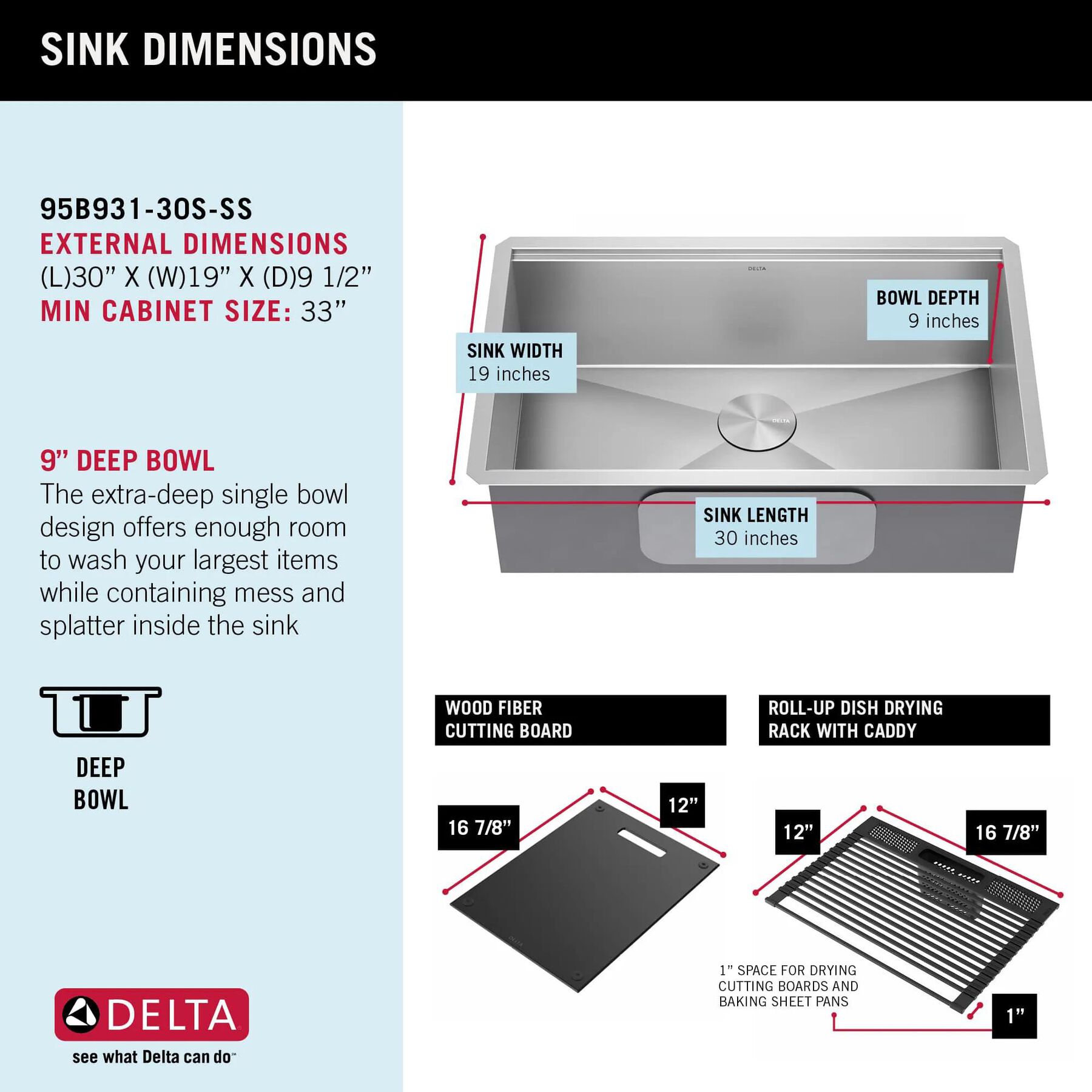 30&rdquo; Workstation Kitchen Sink Undermount&nbsp;16 Gauge&nbsp;Stainless Steel Single Bowl with&nbsp;WorkFlow&trade; Ledge and Accessories