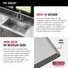 33&rdquo; Workstation Kitchen Sink Drop-In Top Mount 16 Gauge Stainless Steel Single Bowl with WorkFlow&trade; Ledge and Accessories