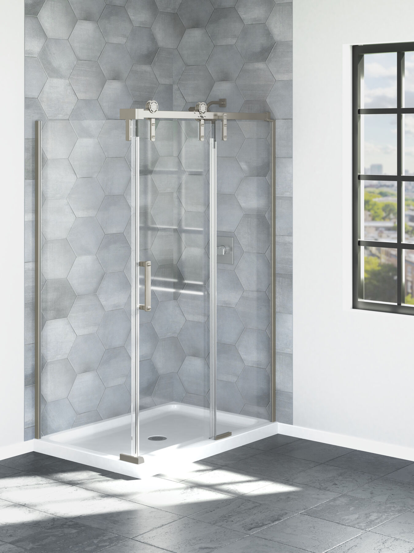 48&rdquo;x34&rdquo; Stainless Corner Panel
