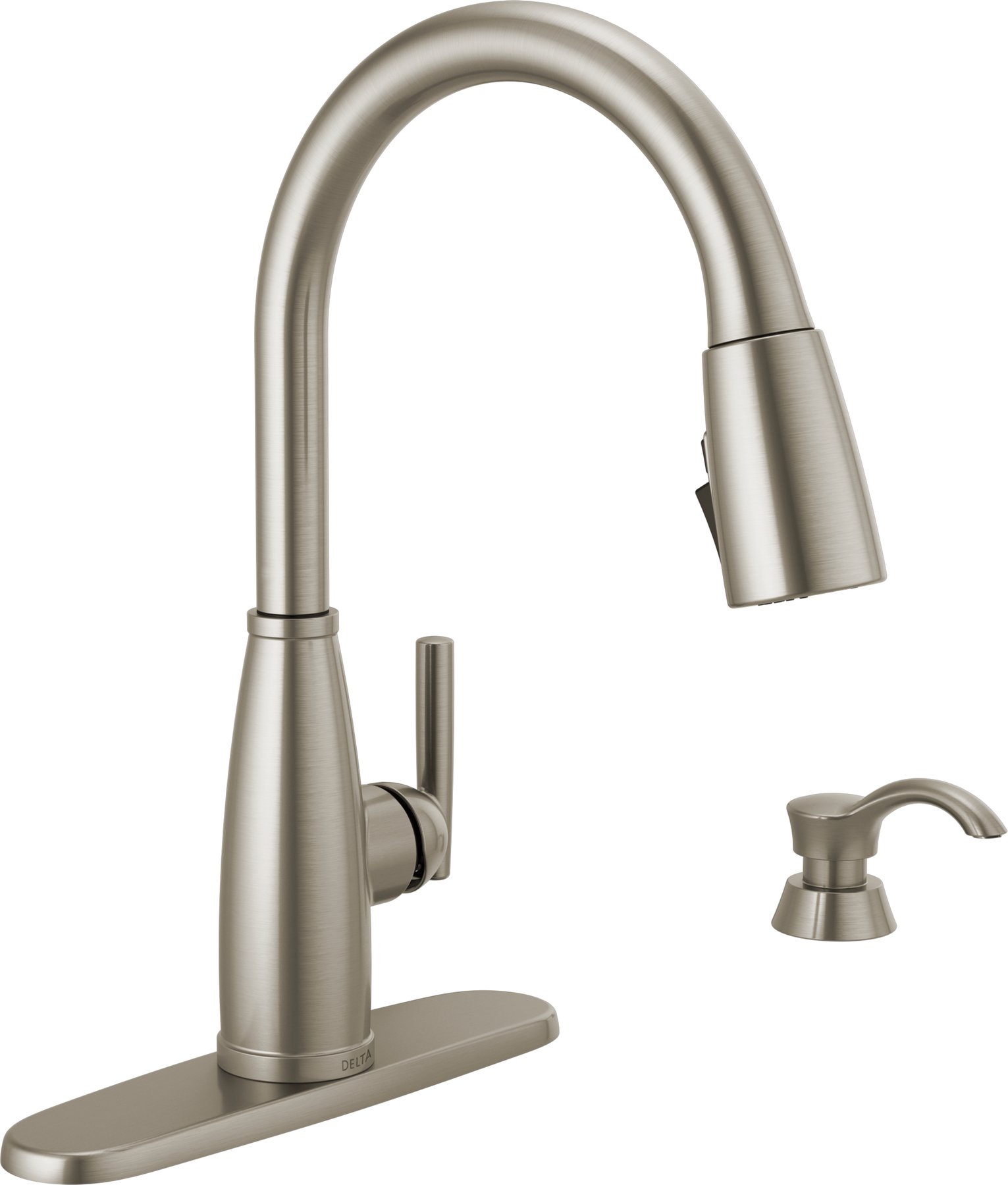 Single Handle Pull-Down Kitchen Faucet with Soap Dispenser and ShieldSpray Technology