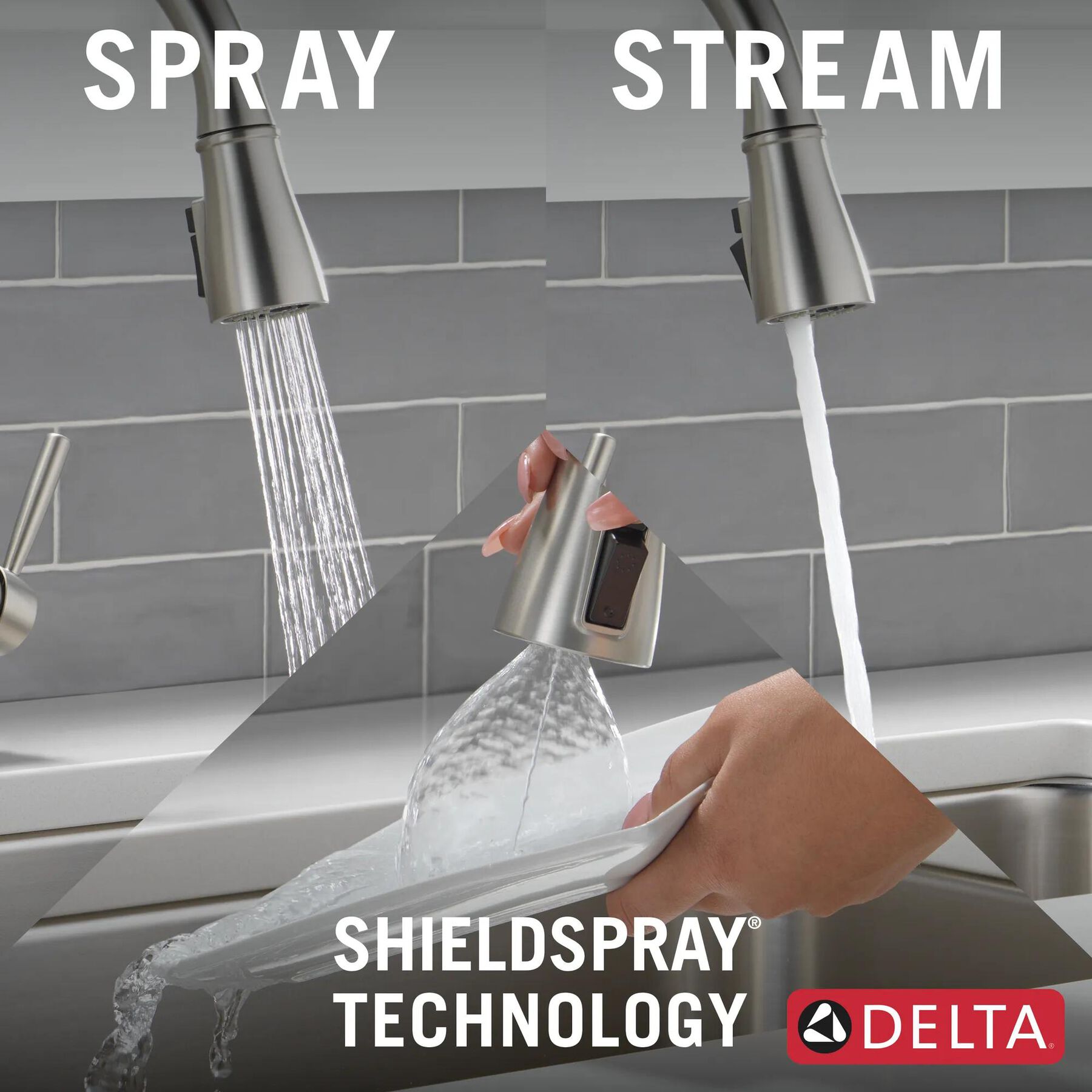 Single Handle Pull-Down Kitchen Faucet with Soap Dispenser and ShieldSpray Technology