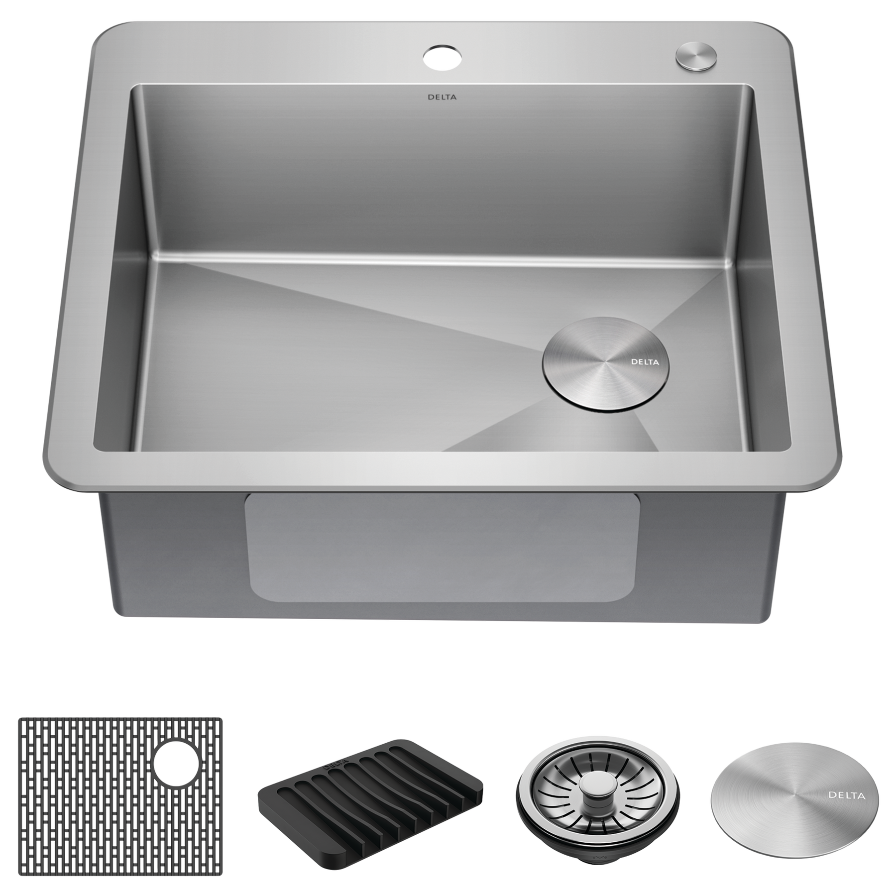 25&rdquo; Drop-In Undermount Stainless Steel Single Bowl Kitchen Sink with Accessories
