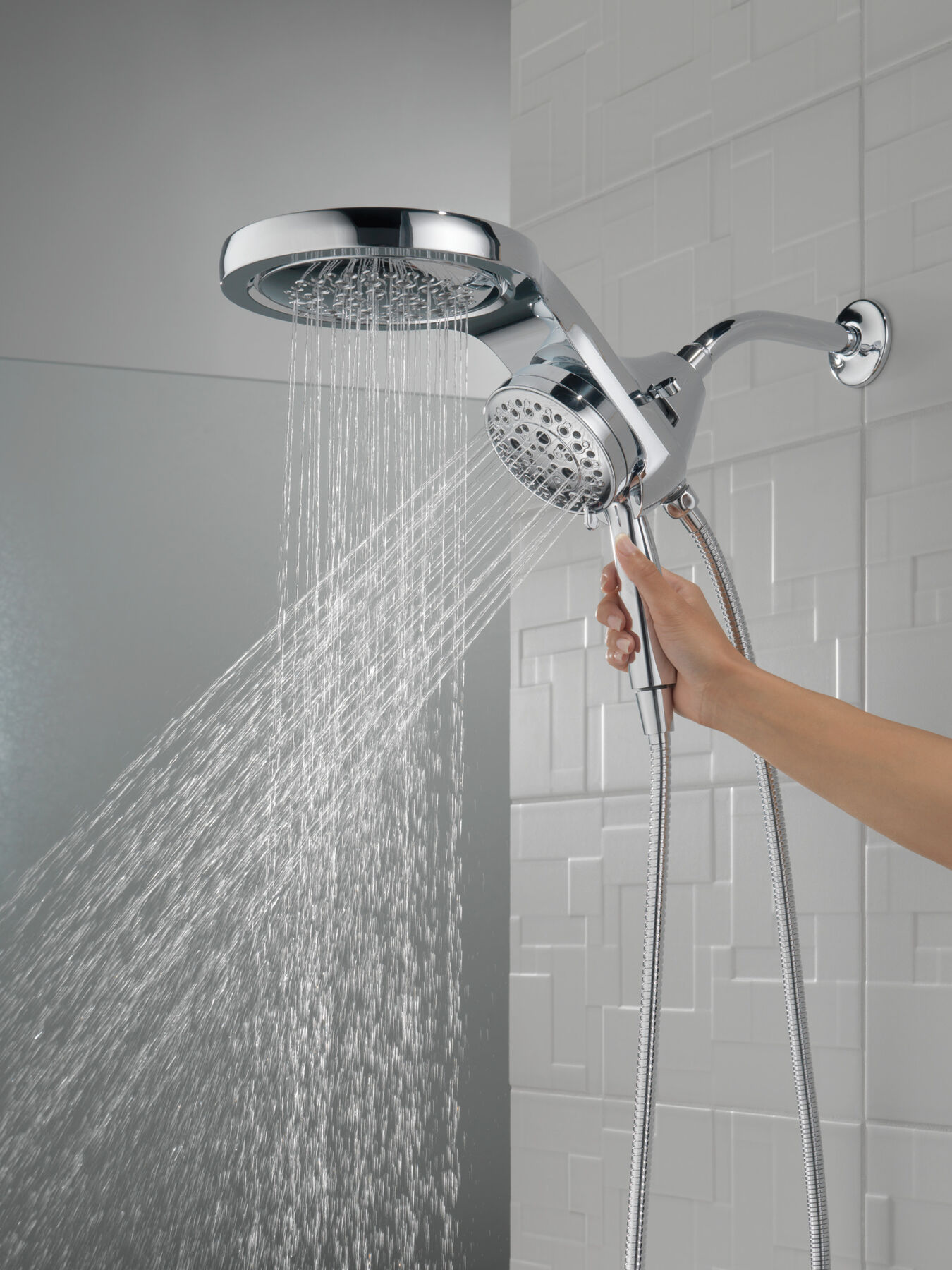 HydroRain&reg; H<sub>2</sub>Okinetic&reg; 5-Setting Two-in-One Shower Head