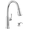 Single Handle Pull-Down Kitchen Faucet with Soap Dispenser and ShieldSpray Technology