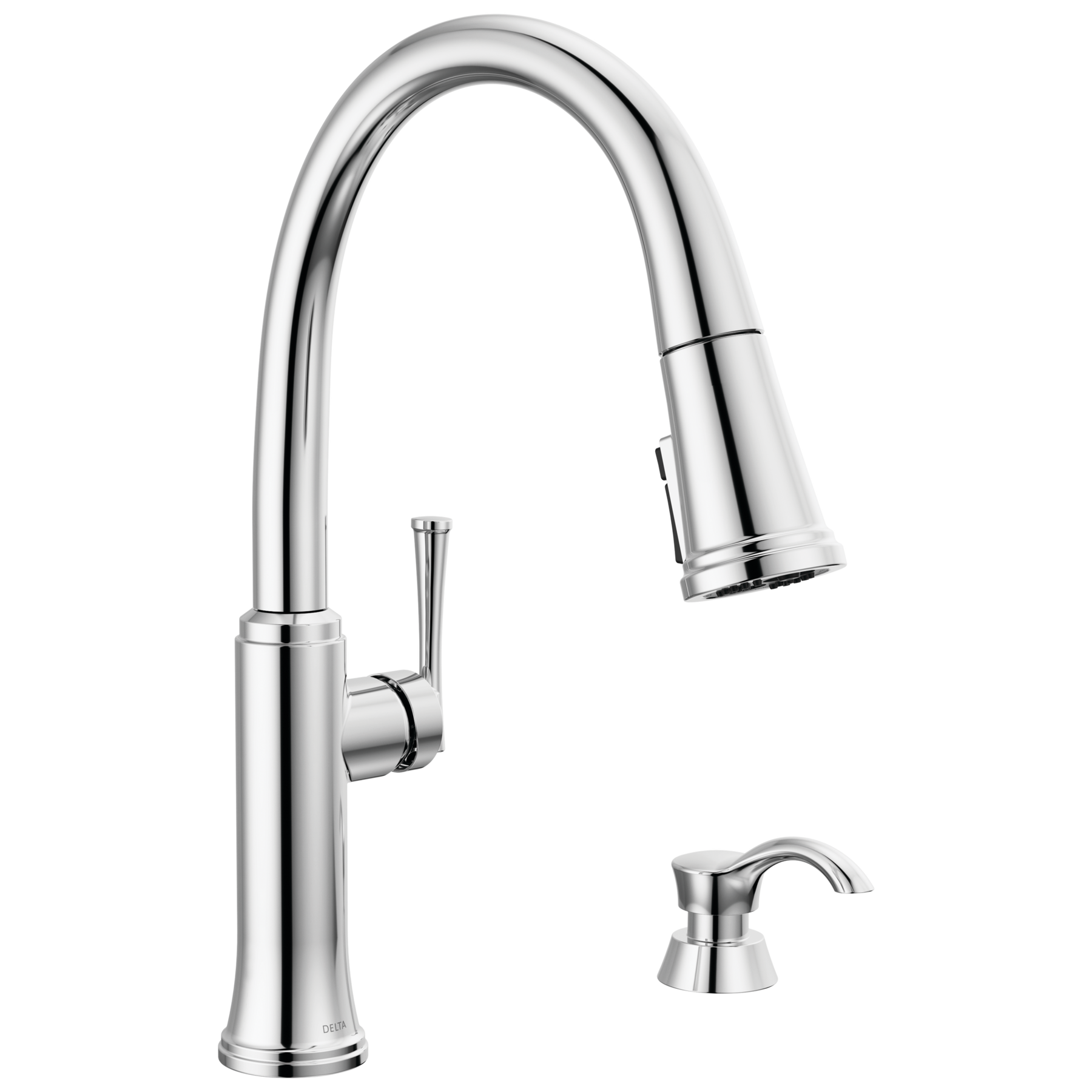 Single Handle Pull-Down Kitchen Faucet with Soap Dispenser and ShieldSpray Technology