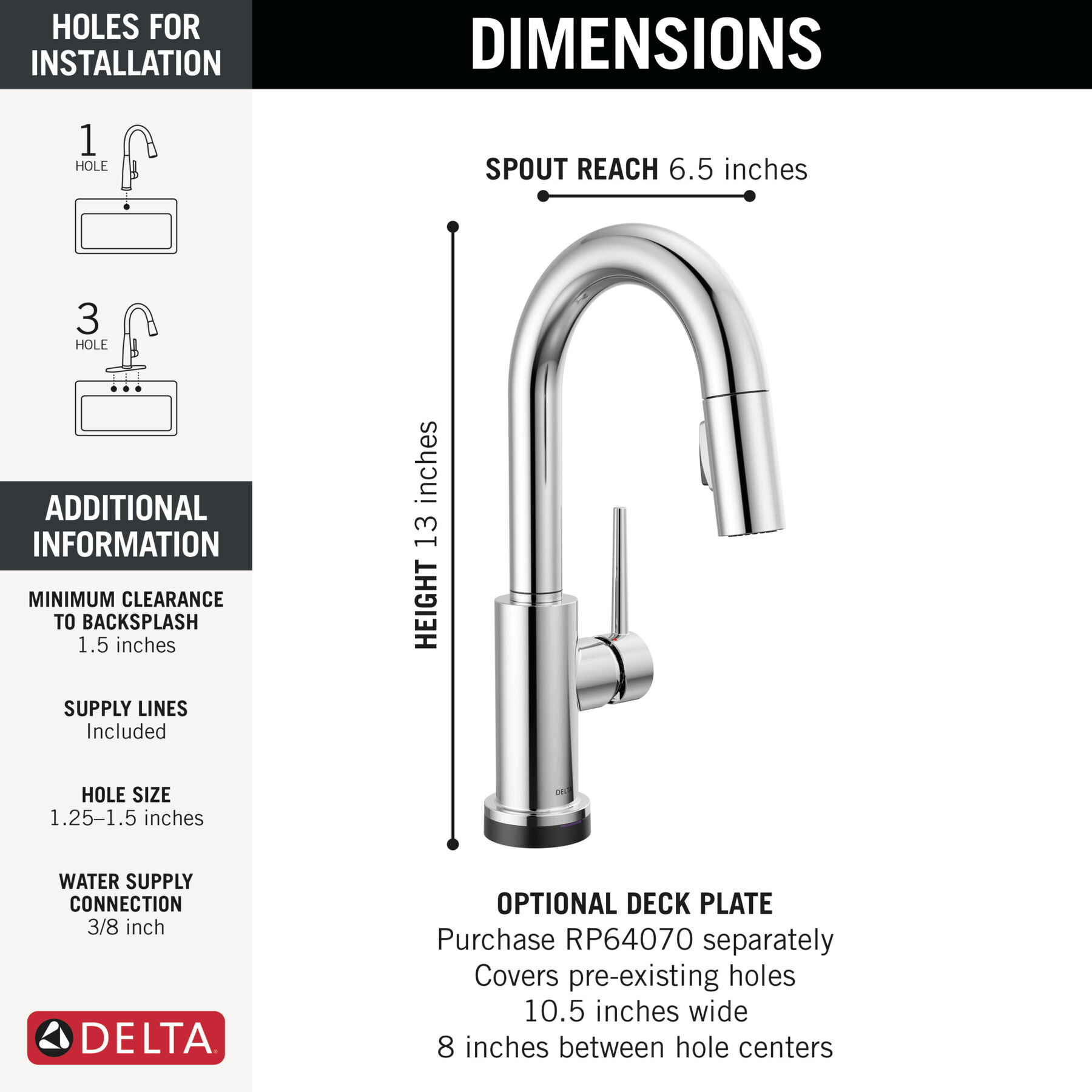 Single Handle Pull-Down Bar / Prep Faucet with Touch2O&reg; Technology