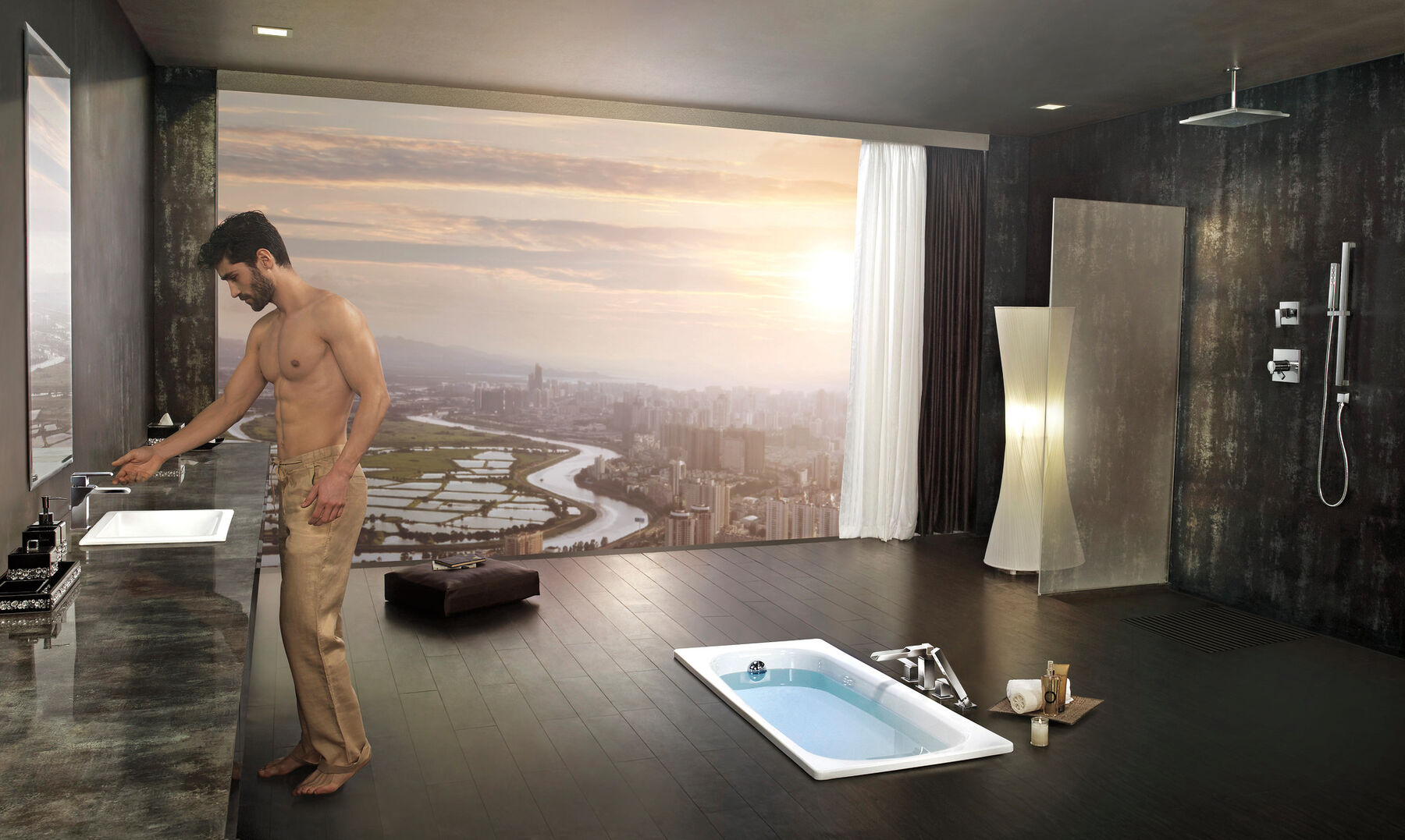 H<sub>2</sub>Okinetic&reg; Single-Setting Slide Bar Hand Shower