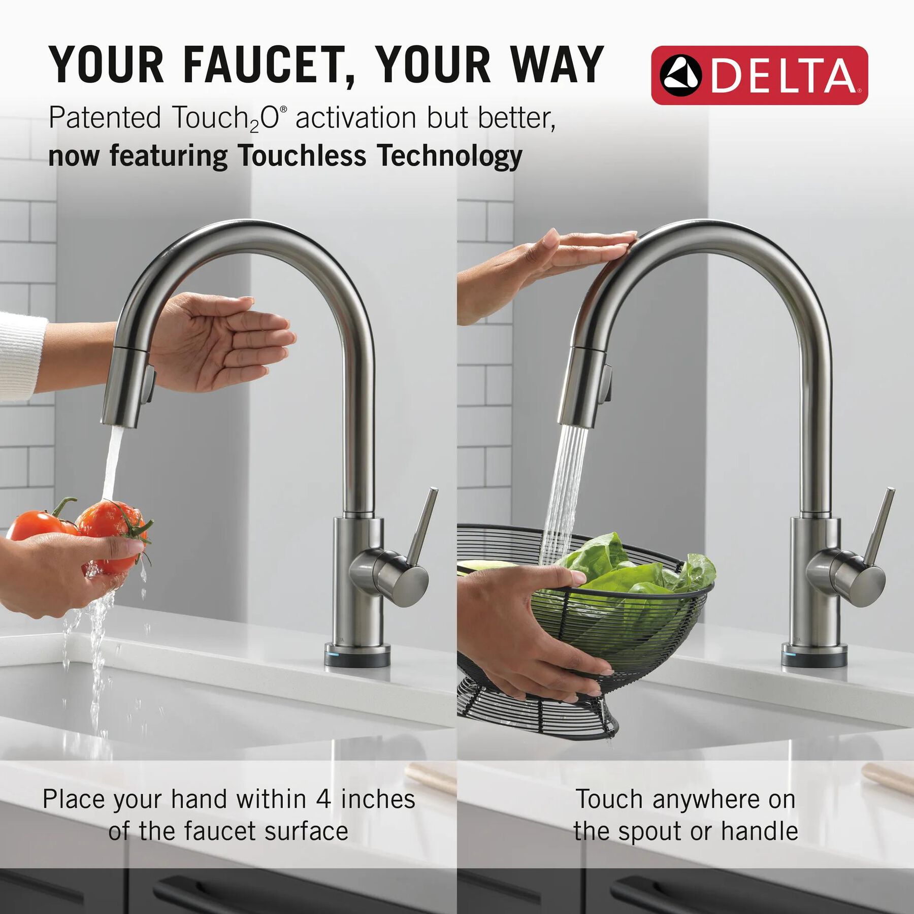 Touch<sub>2</sub>O&reg; Technology Kitchen Faucet with Touchless Technology