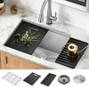 24&rdquo; Workstation Undermount Single Bowl 16 Gauge Stainless Steel Laundry Utility Kitchen Sink with WorkFlow&trade; Ledge and Accessories