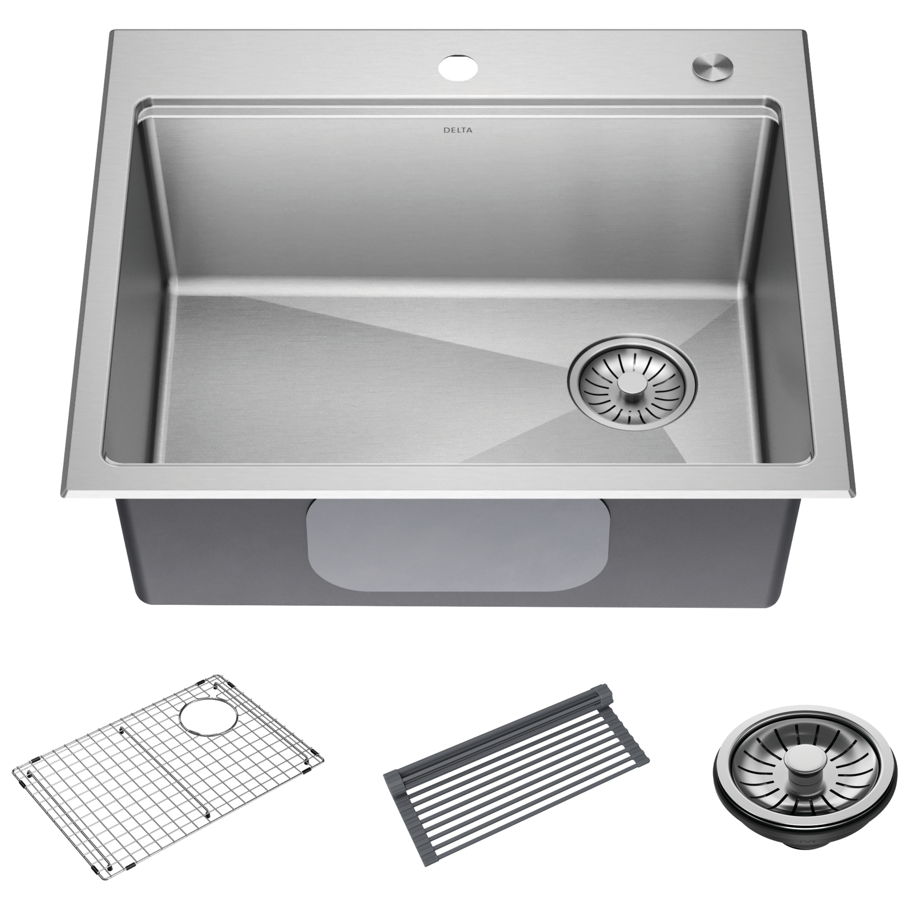 25&rdquo; Stainless Steel Workstation Kitchen Sink Drop-In Undermount Single Bowl with WorkFlow&trade; Ledge and Accessories
