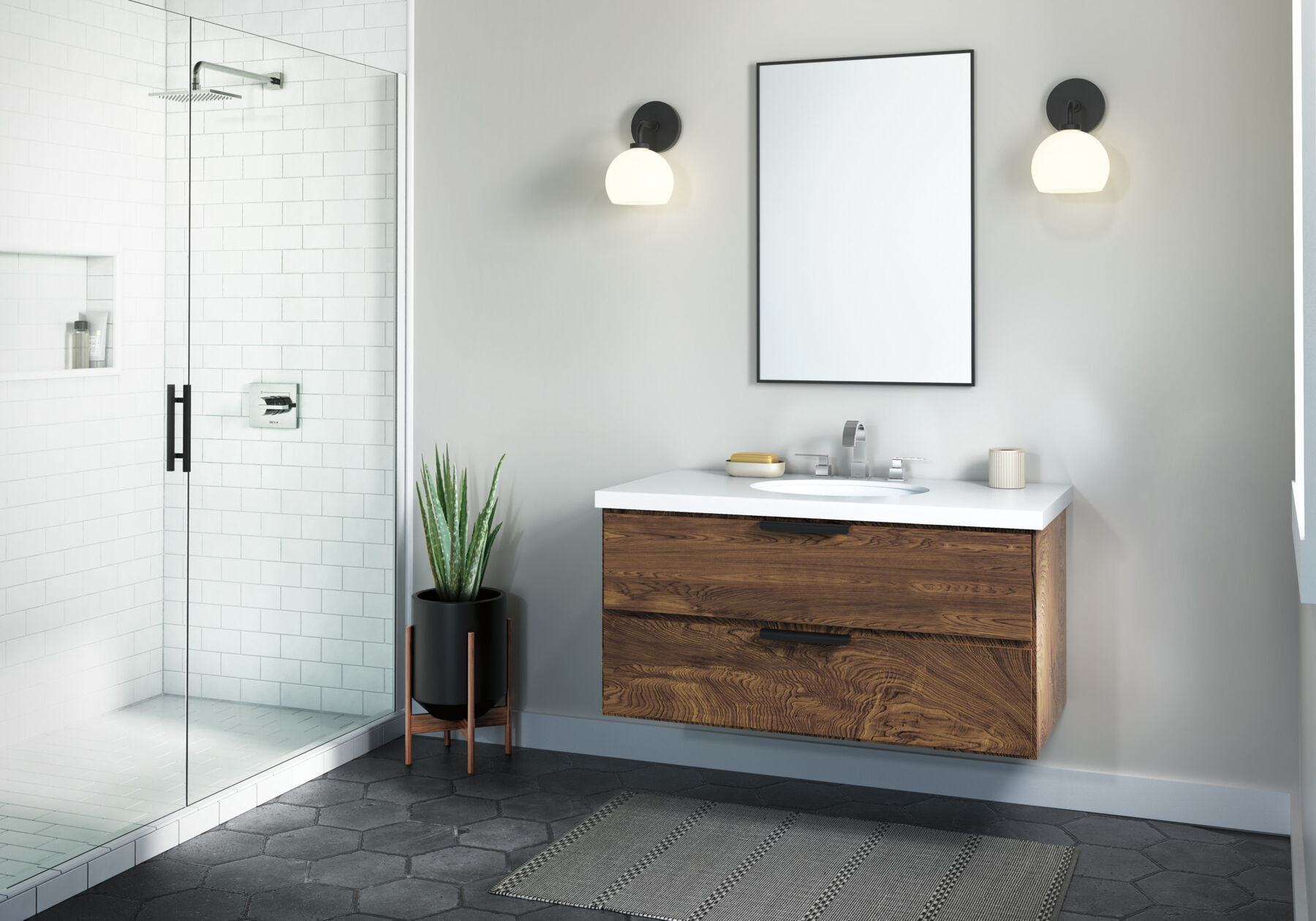 Widespread Lavatory Faucet with Shower Trim and Rough Bundle - 14 Series