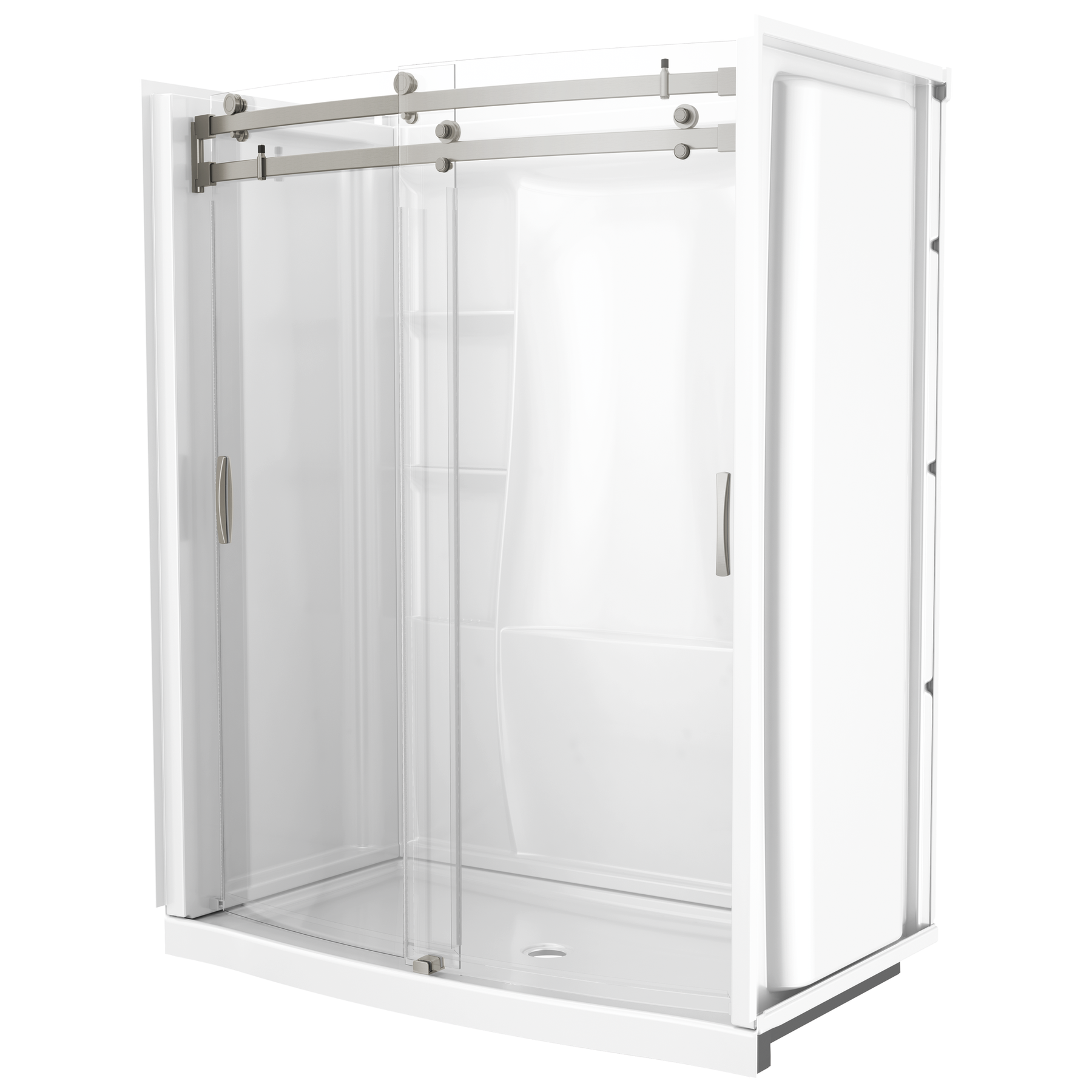 60 x 32" Curved Alcove Shower Base with Center Drain