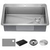 33&rdquo; Drop-In Undermount Stainless Steel Single Bowl Kitchen Sink with Accessories