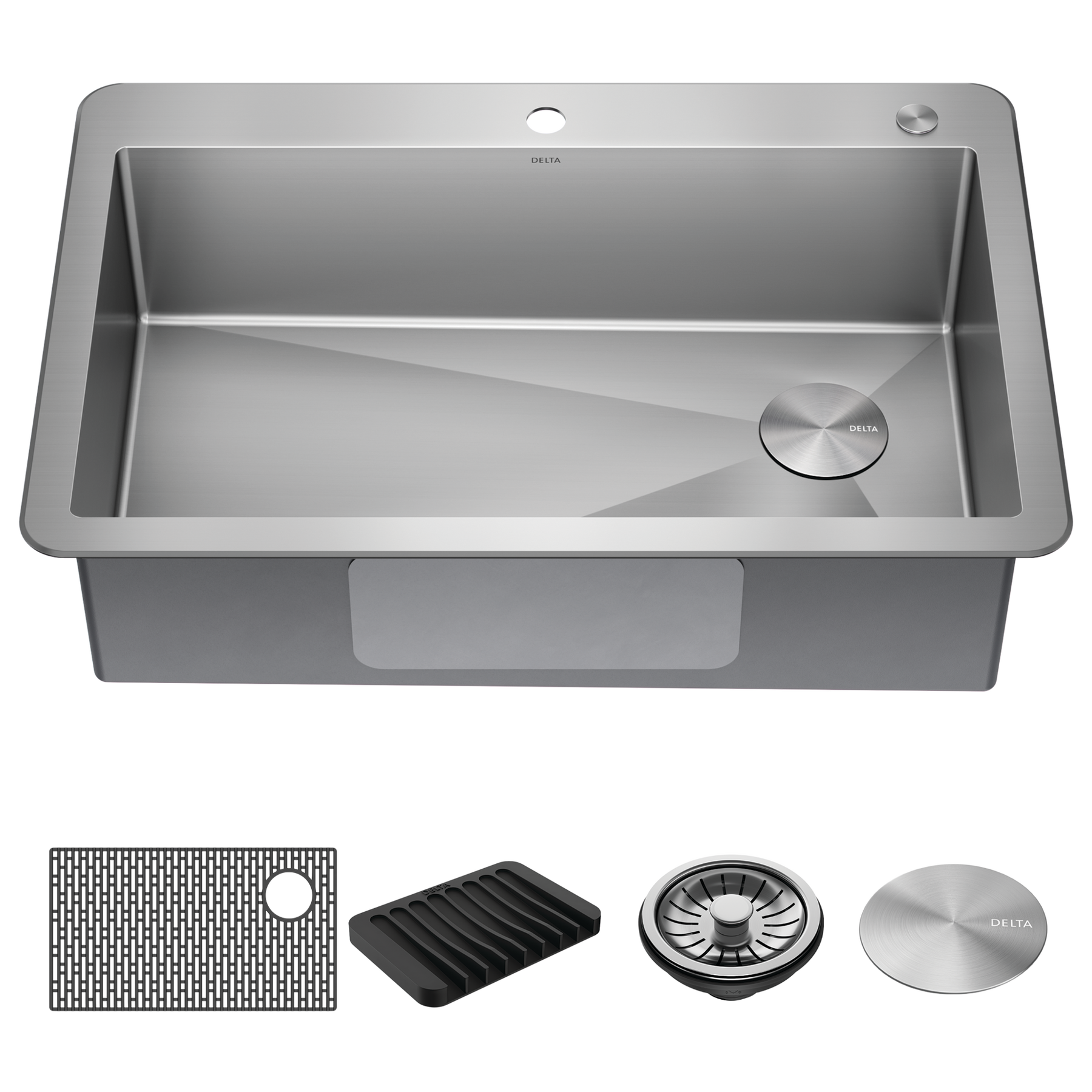 33&rdquo; Drop-In Undermount Stainless Steel Single Bowl Kitchen Sink with Accessories