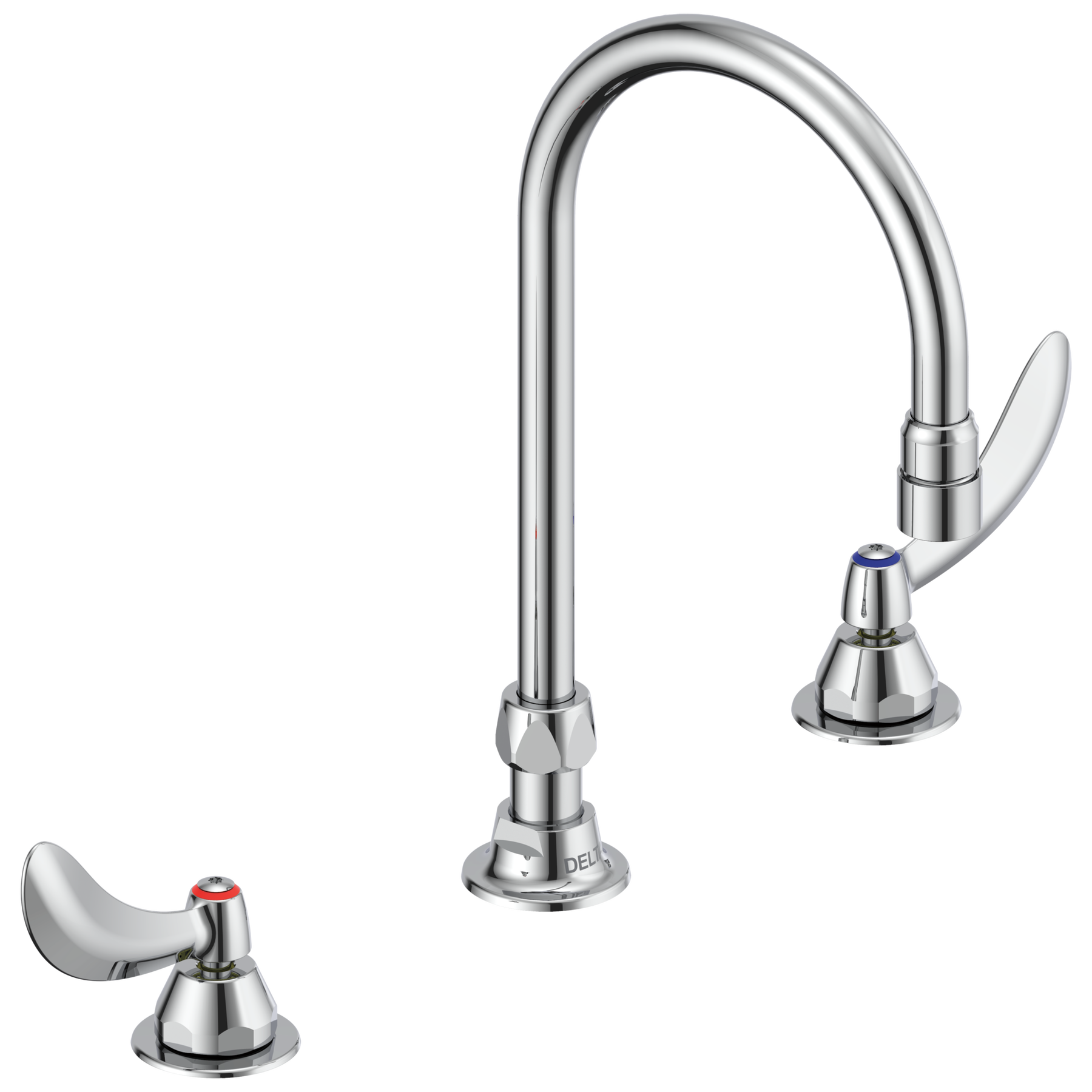 Two Handle Widespread Bathroom Faucet with Gooseneck Spout - Less Pop-Up