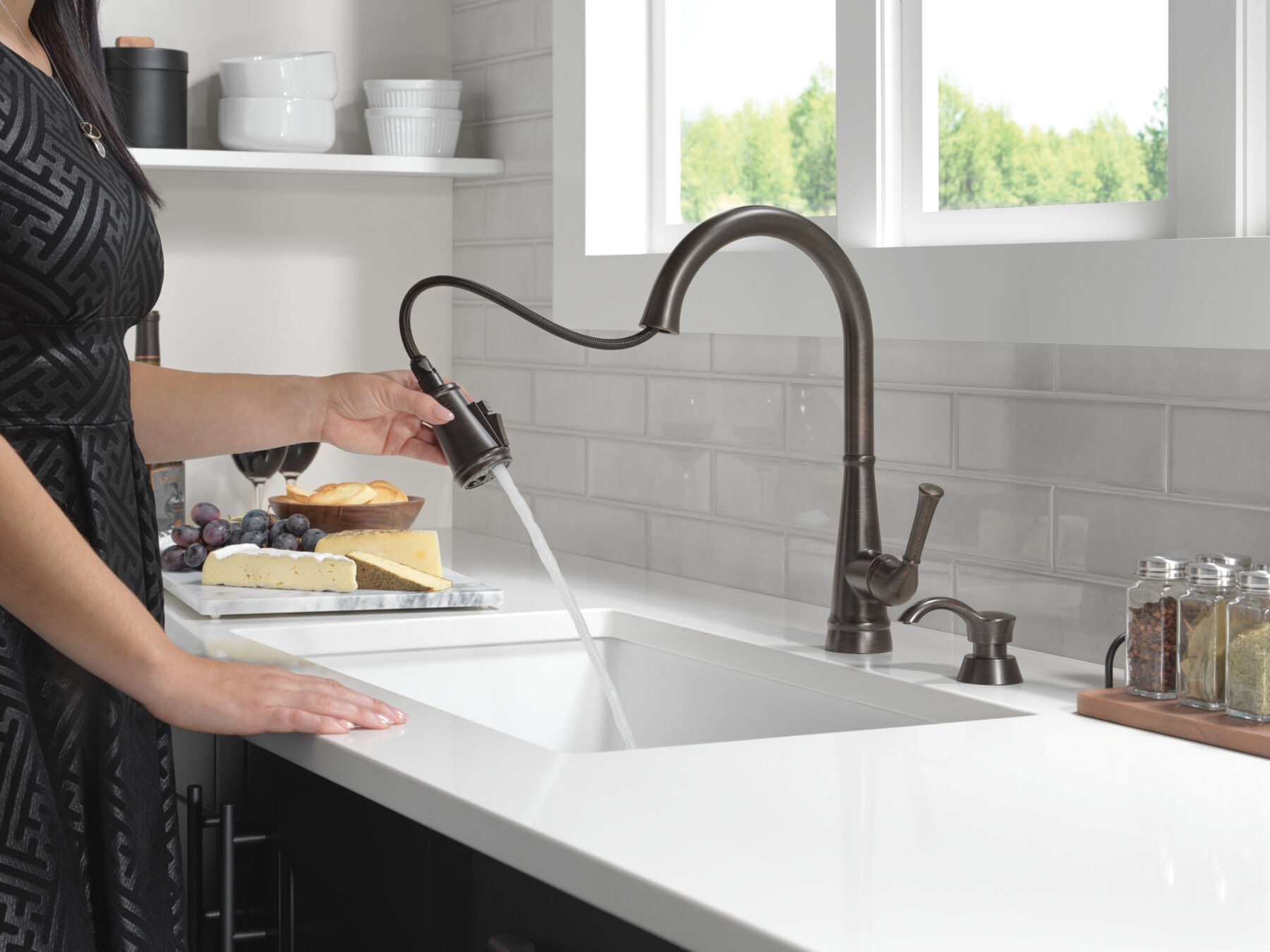Single Handle Pull-Down Kitchen Faucet with Soap Dispenser and ShieldSpray&reg; Technology
