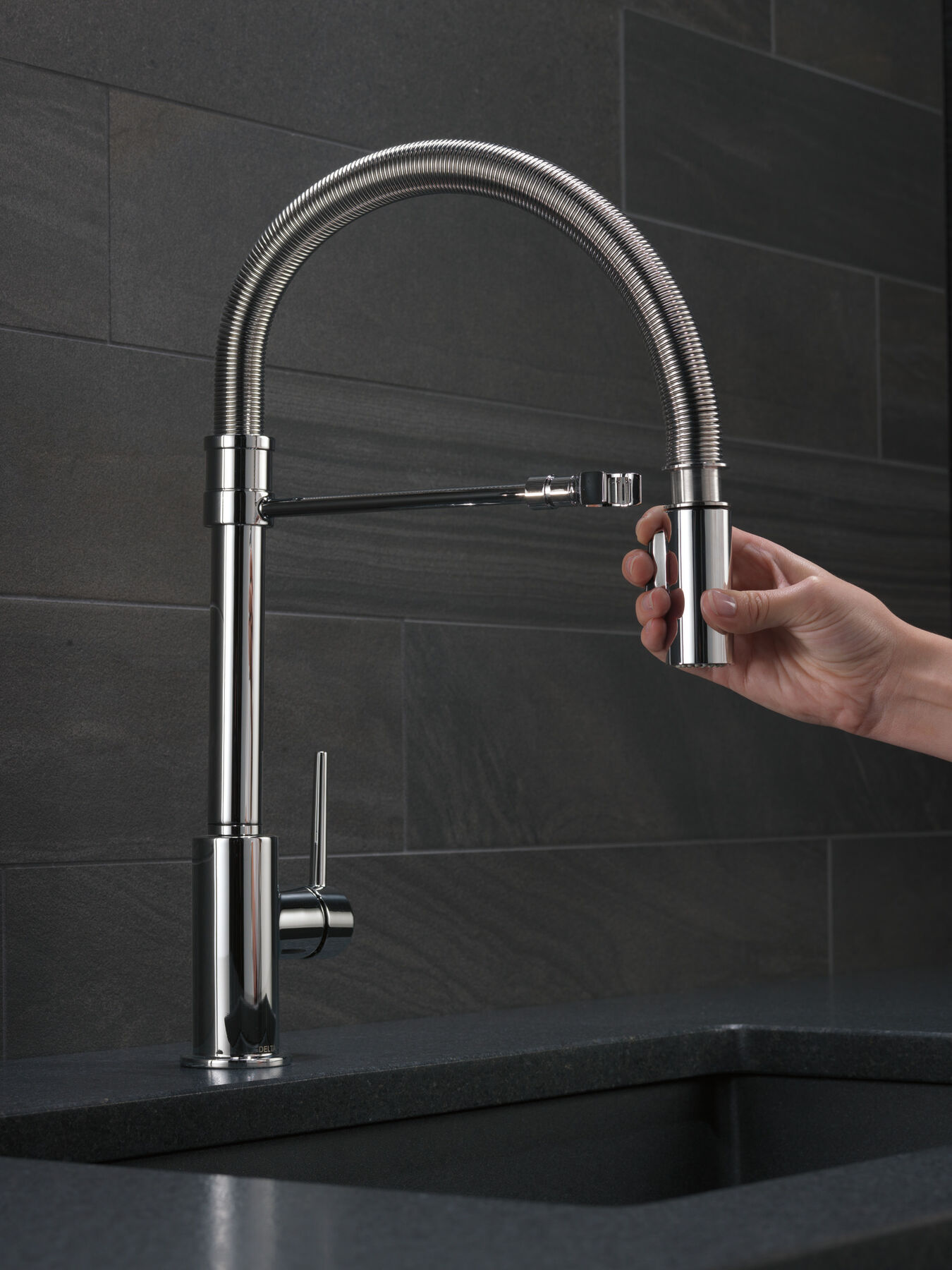 Single Handle Pull-Down Kitchen Faucet With Spring Spout